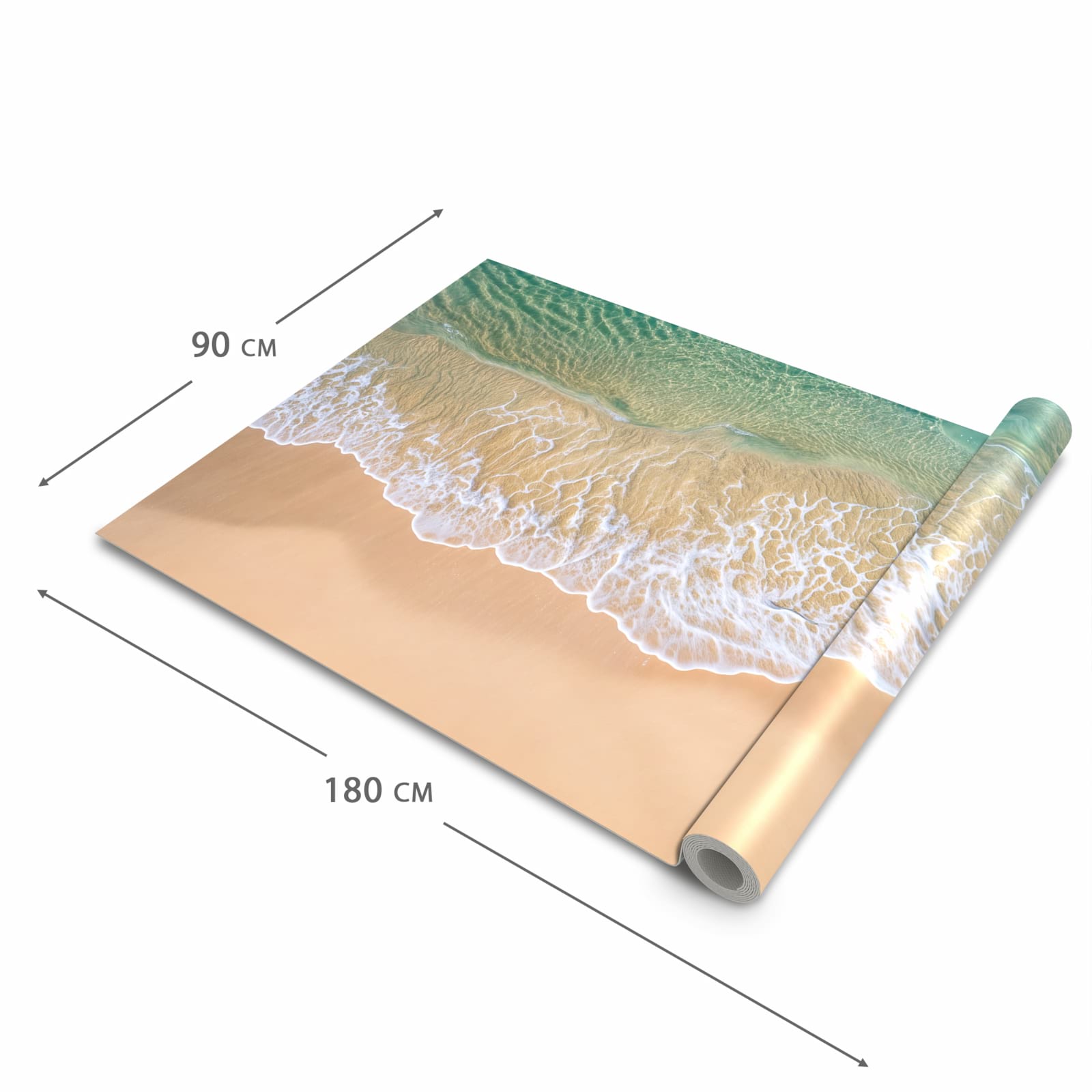 Feuchtigkeitsresistenter waschbarer Teppich Esstisch mit Motiv Strandwellen in der Grösse 60x300 cm