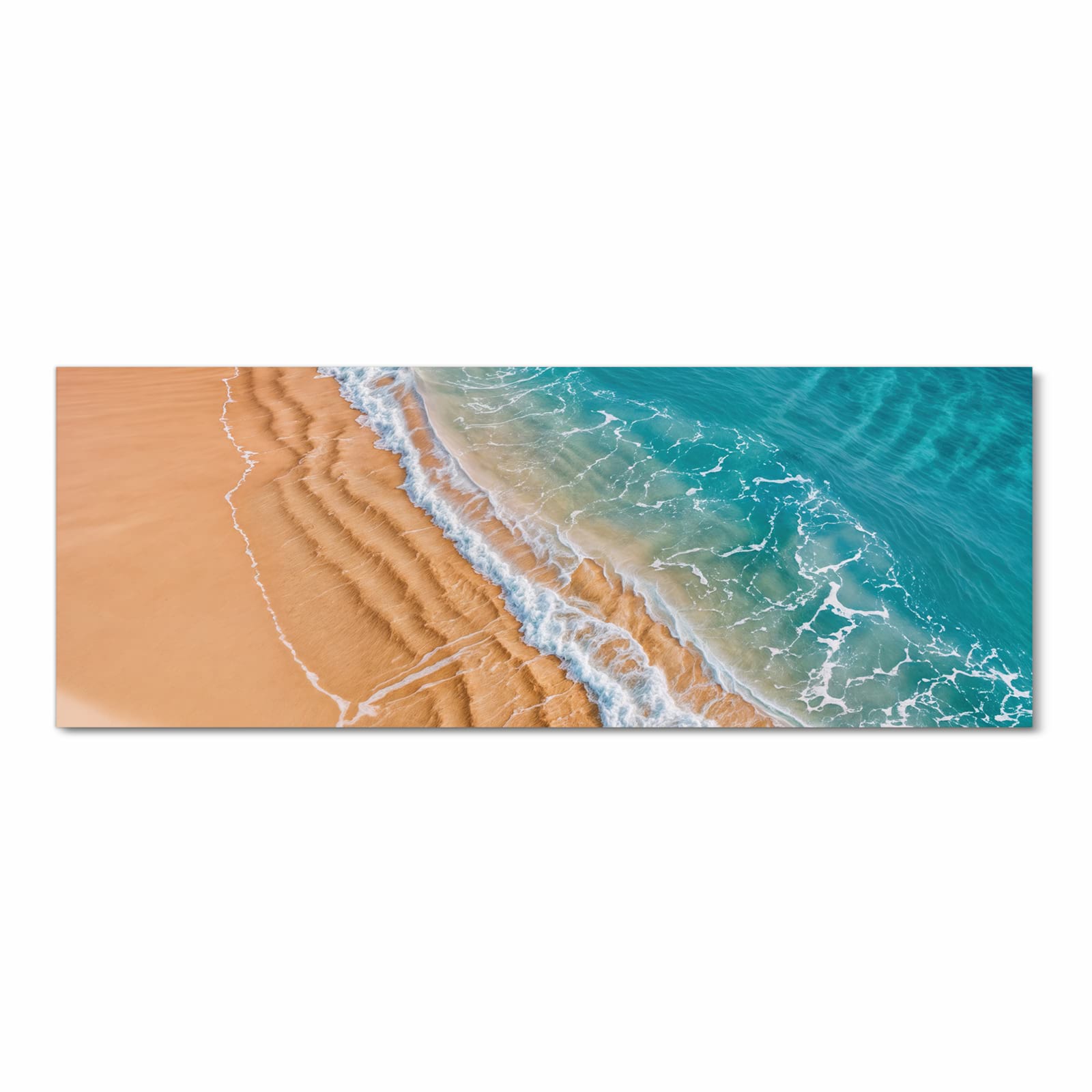 Flacher Küchenläufer mit Motiv am und Wellen in Frontansicht