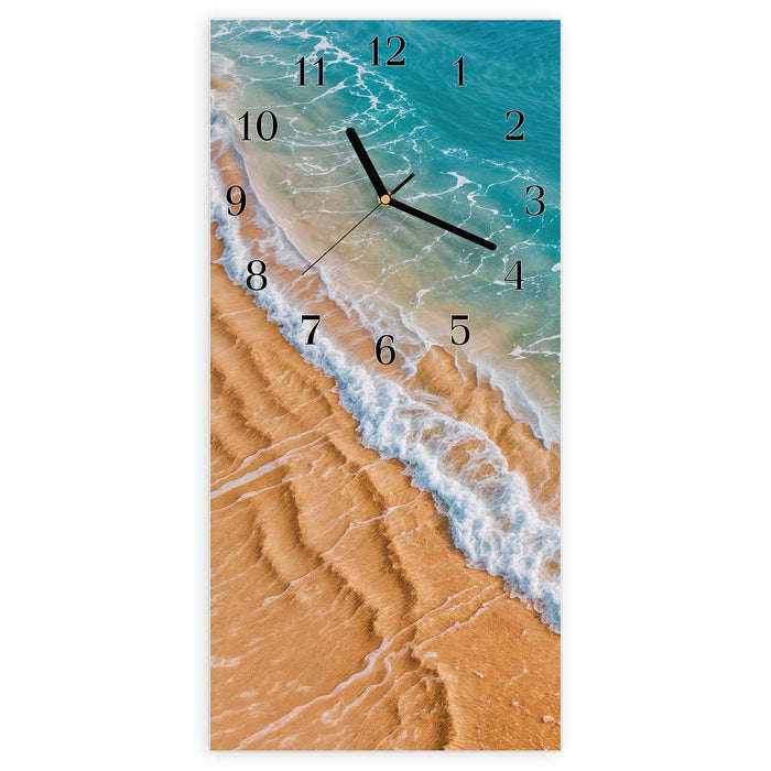 Wanduhr am und Wellen aus Glas – Hochformat 30 × 60 cm mit Ziffernblatt Klassisch