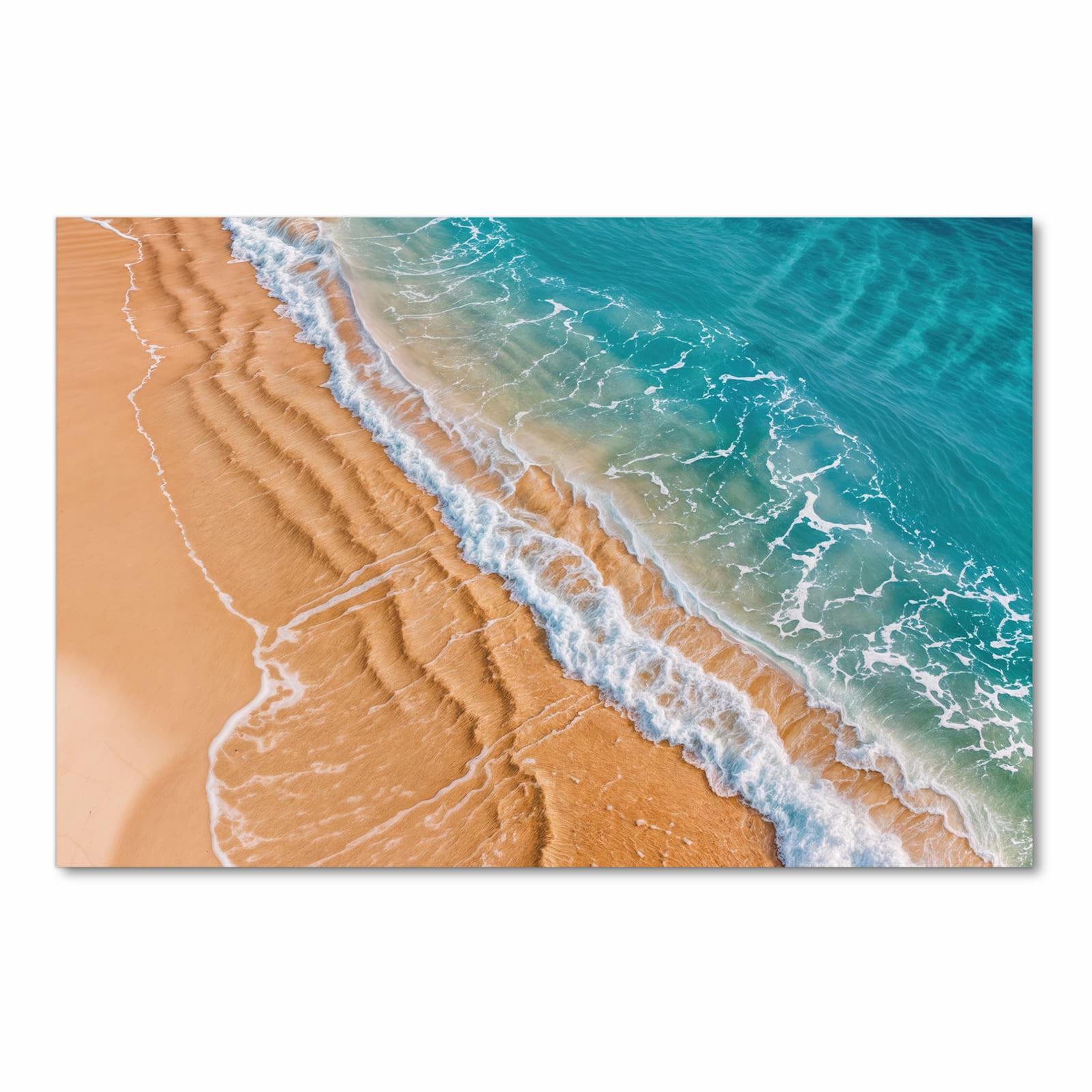 Fleckenresistenter großer Küchenteppich mit Motiv am und Wellen in Frontansicht