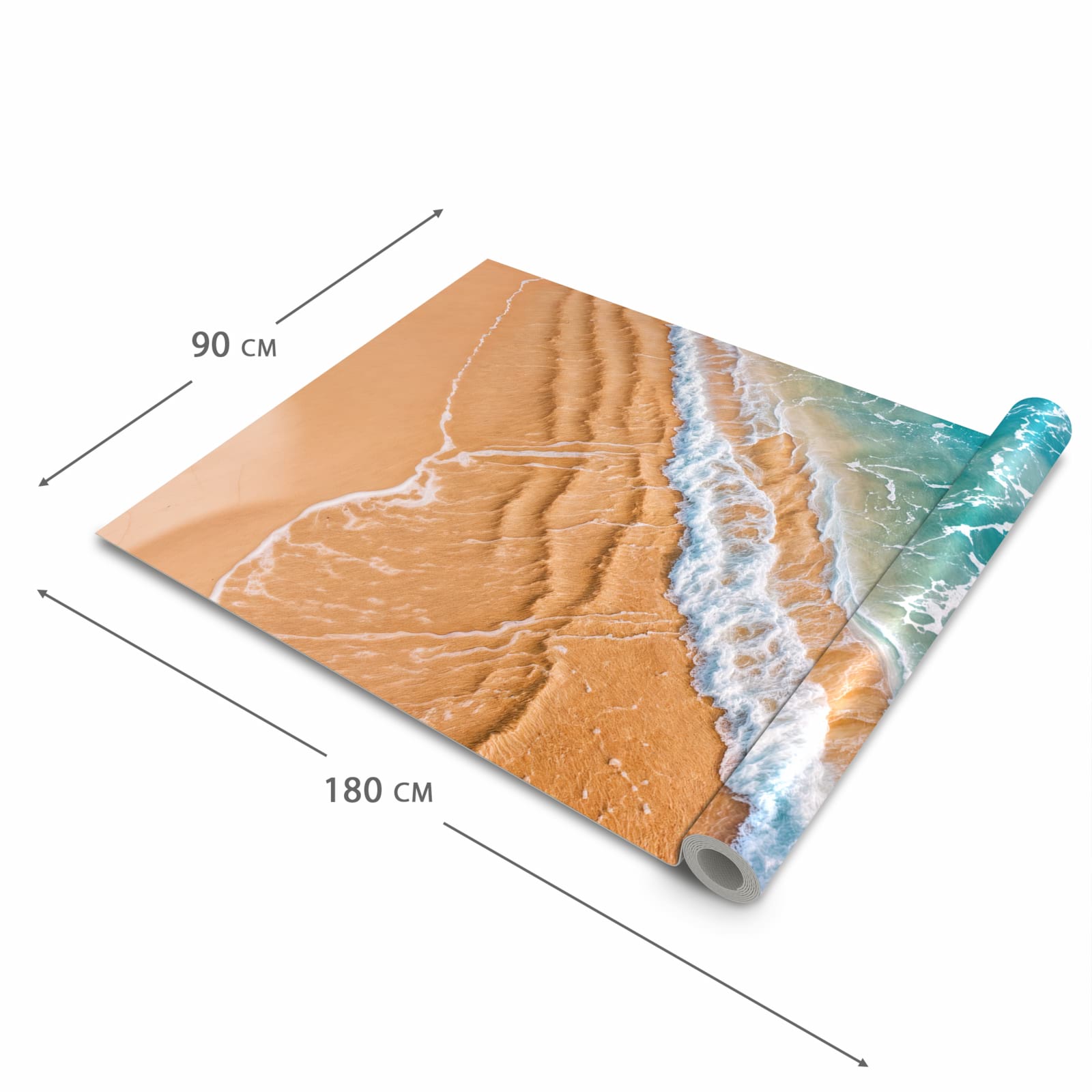 Geruchsneutraler waschbarer Teppich Küche mit Motiv am und Wellen in der Grösse 60x270 cm