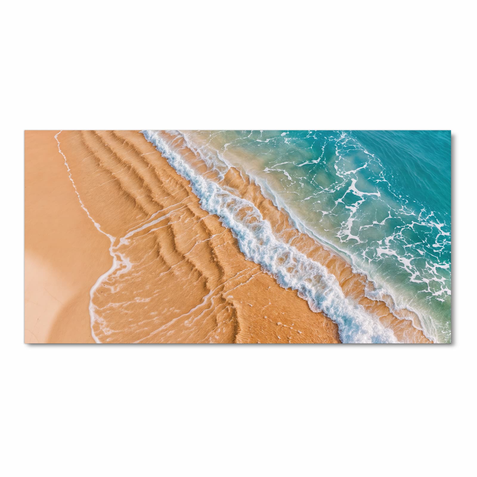 Zeitsparender waschbarer Küchenteppich mit Motiv am und Wellen in Frontansicht