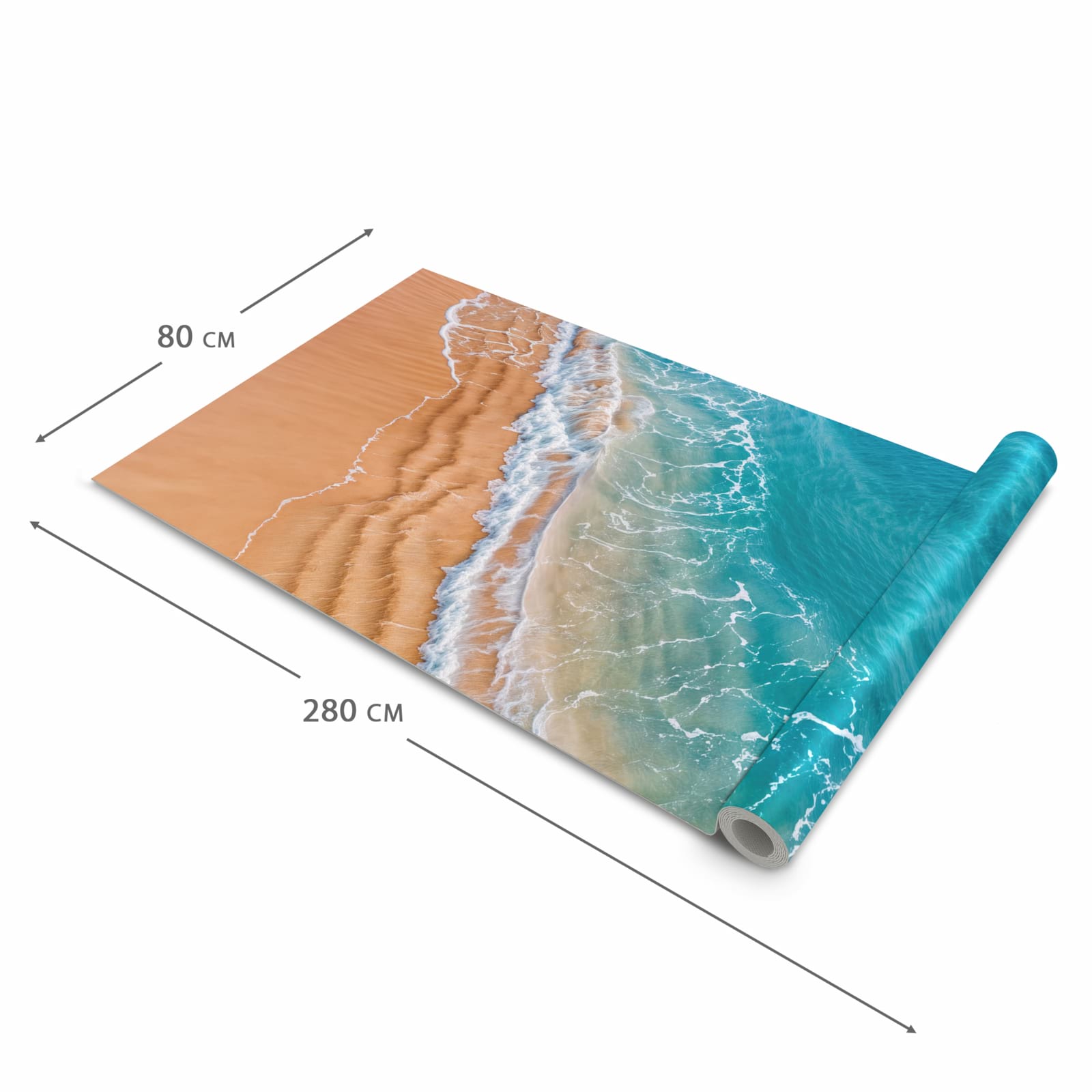 Fleckenresistenter Küchenläufer mit Motiv am und Wellen in der Grösse 60x270 cm