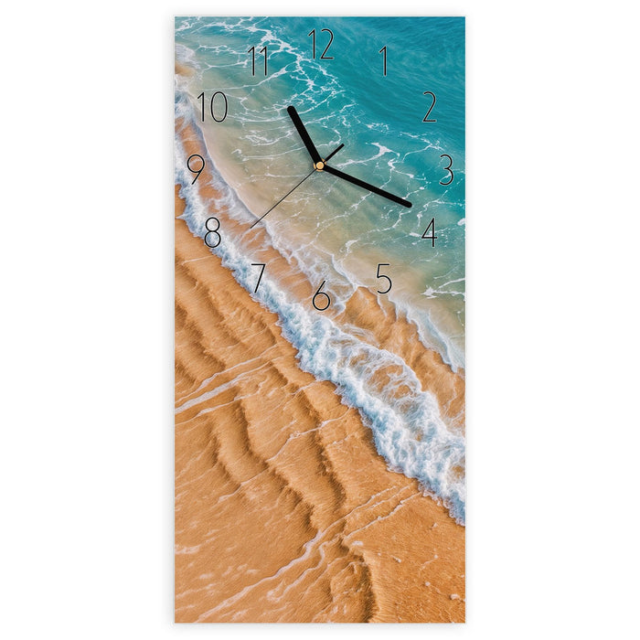 Wanduhr am und Wellen aus Glas – Hochformat 30 × 60 cm mit Ziffernblatt Elegant