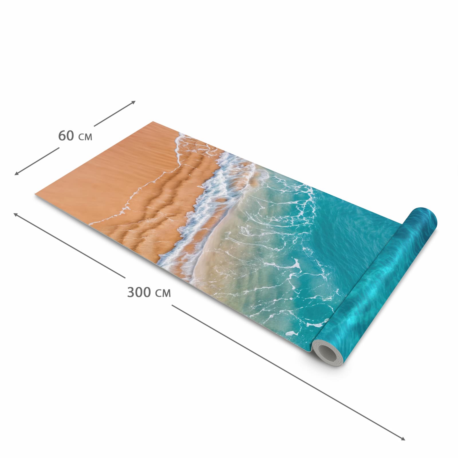 Abriebfester Küchenteppich mit Motiv am und Wellen in der Grösse 60x270 cm für die Küche