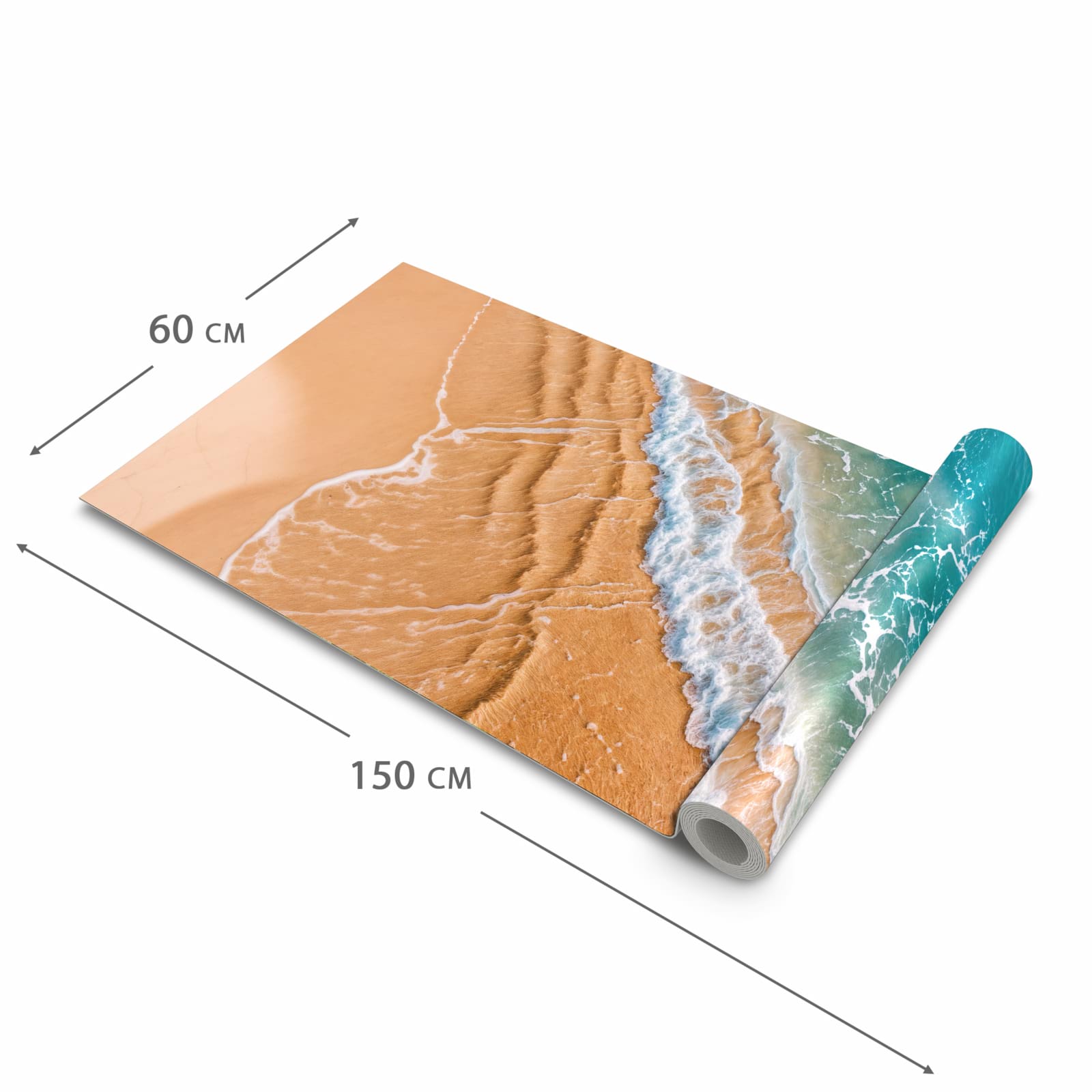 Formstabiler Küchenteppich mit Motiv am und Wellen in der Grösse 60x270 cm
