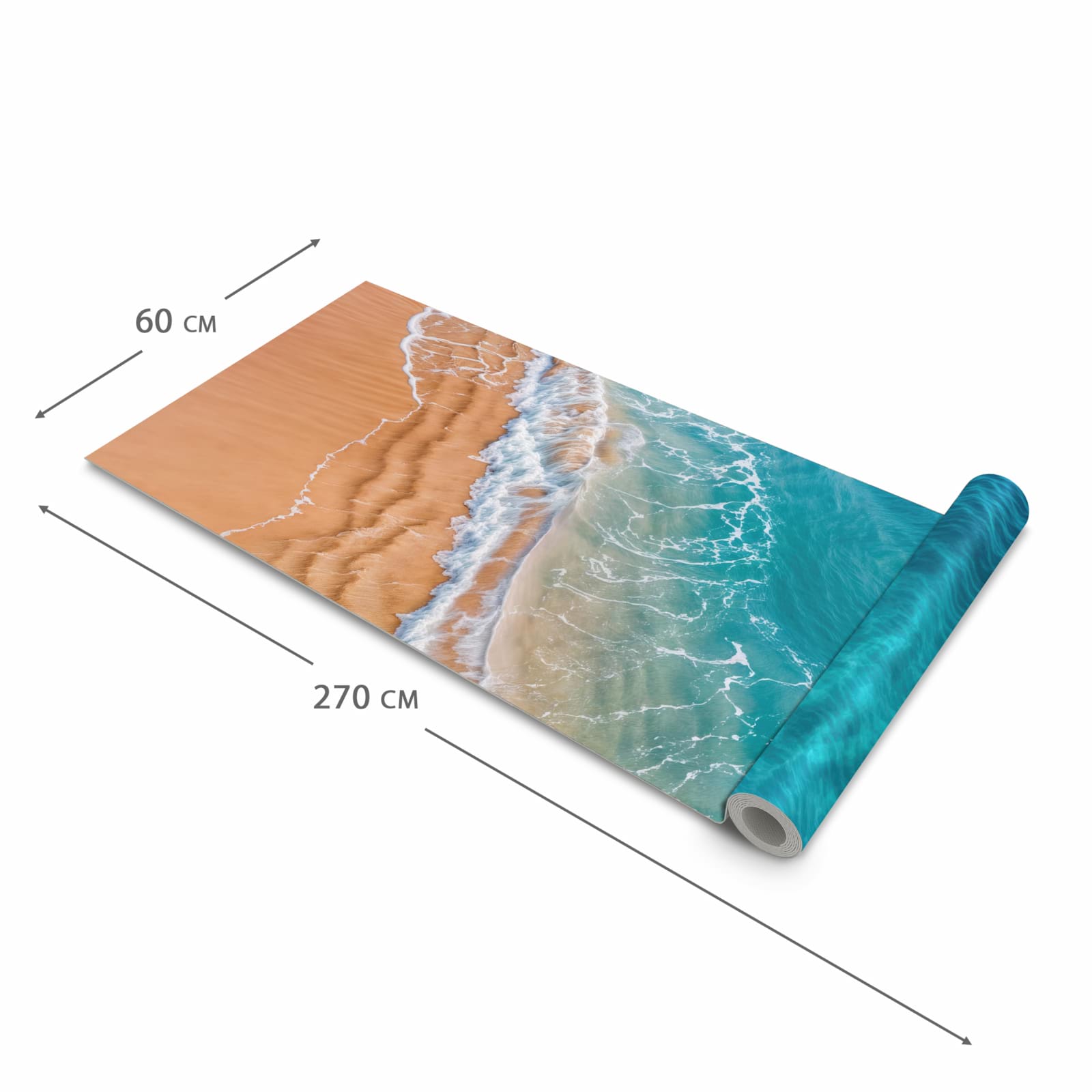 Geräuschdämpfender Küchenteppich mit Motiv am und Wellen in der Größe 60x270 cm