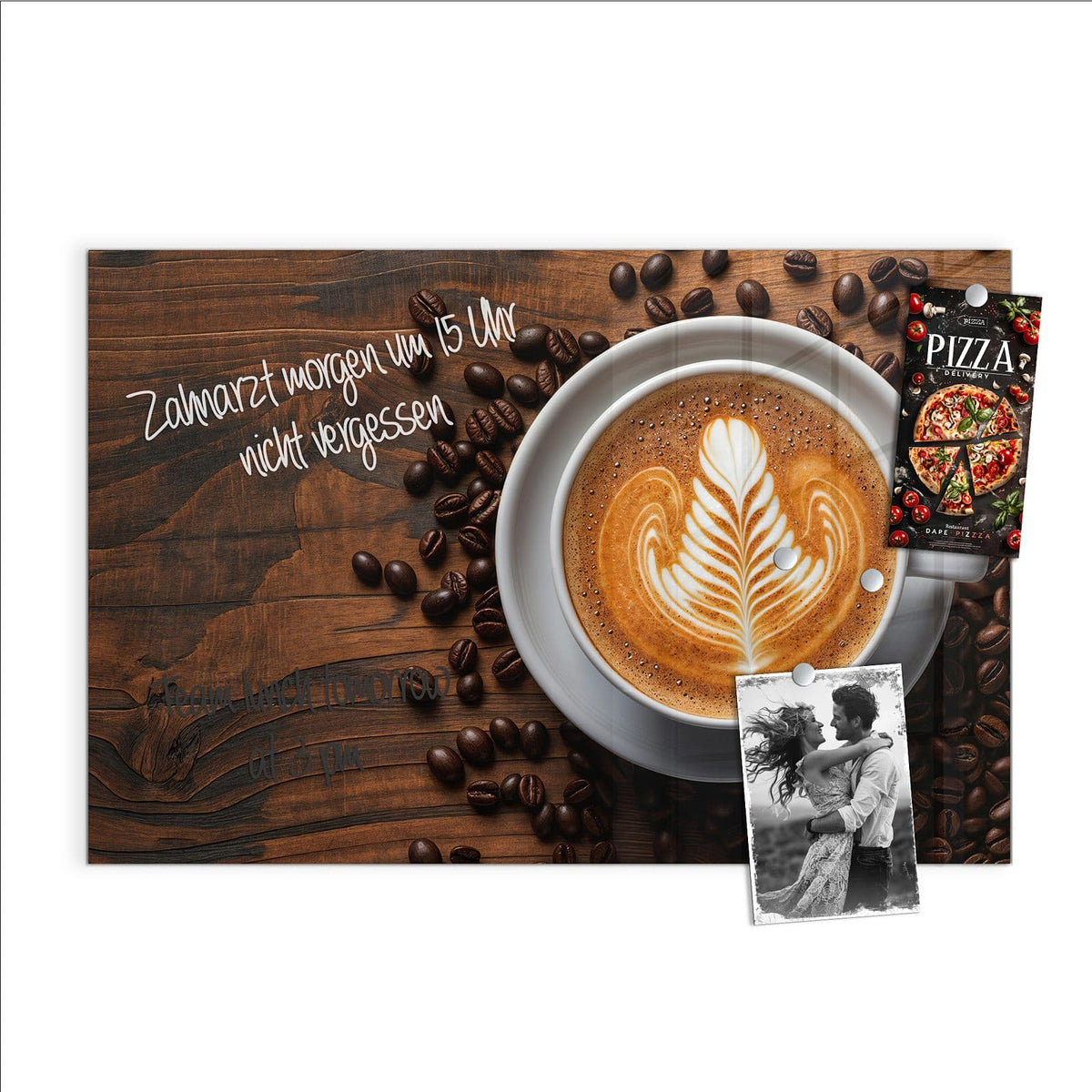 Beschreiben, abwischen, anheften – Magnettafel - Kaffee mit Latte Art
