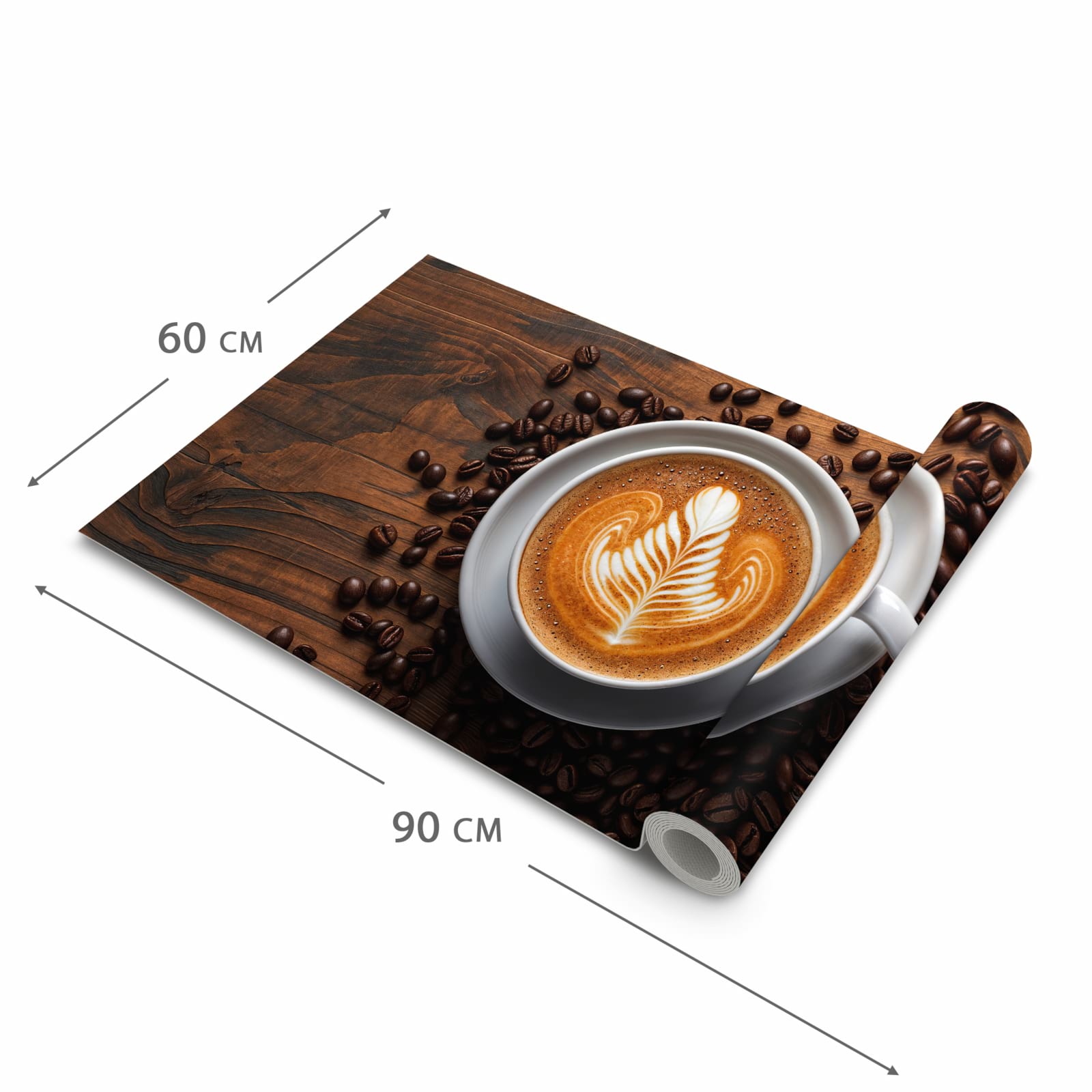 Waschbarer Küchenläufer nach Maß mit Motiv Stille Kaffeegenuss in der Größe 60x270 cm