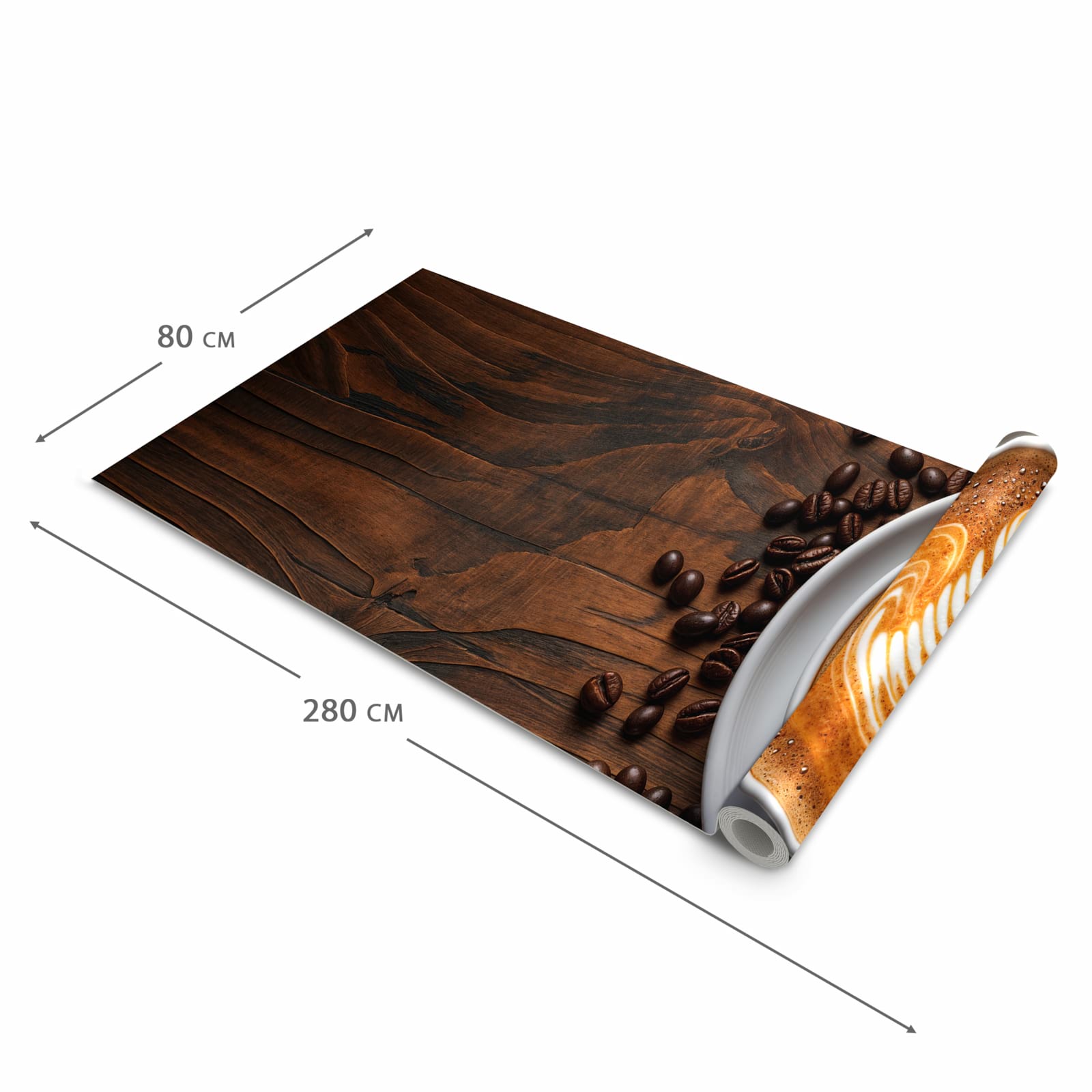 Feuchtigkeitsresistenter Küchenläufer mit Motiv Stille Kaffeegenuss in der Größe 60x270 cm