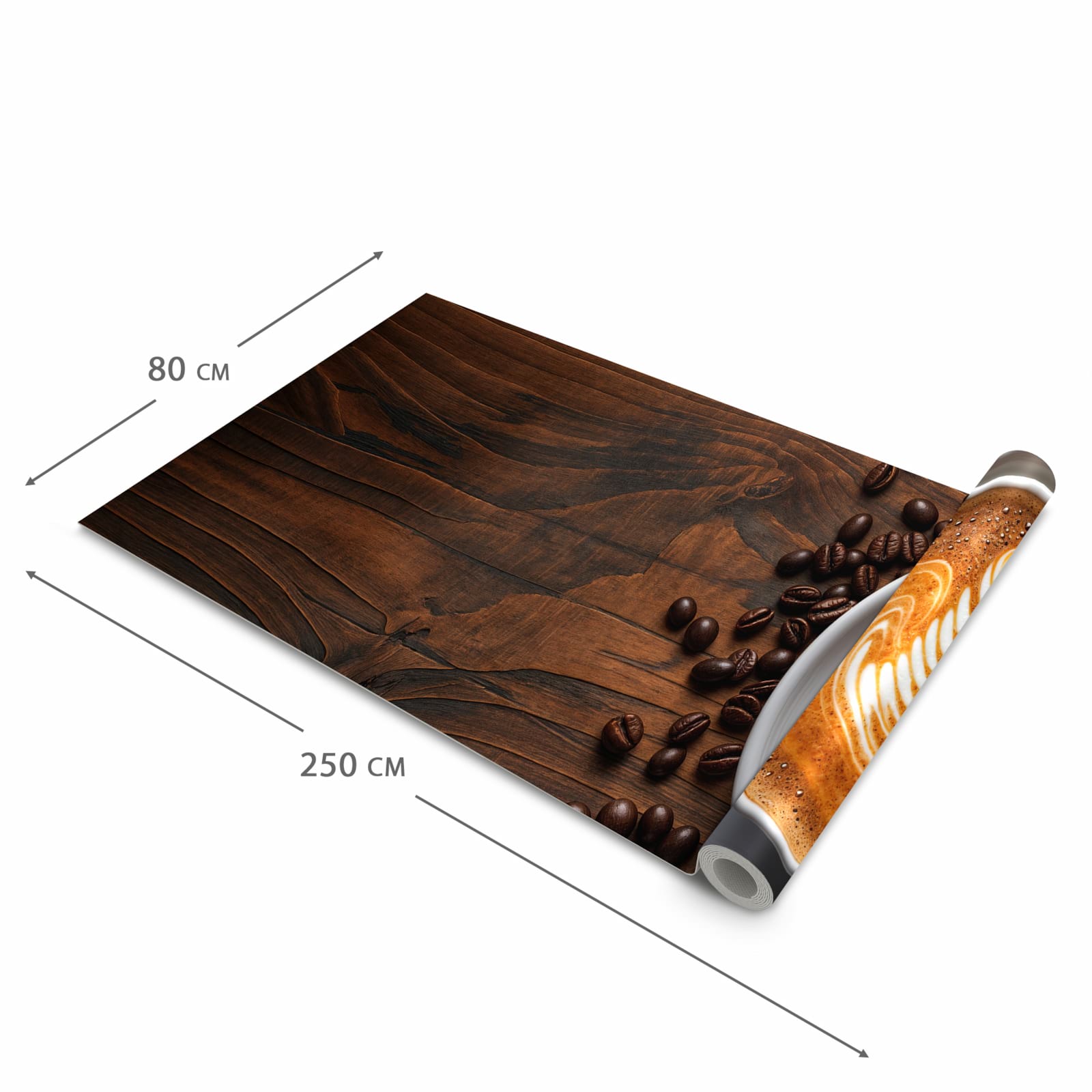 Rutschfester moderner Küchenläufer mit Motiv Stille Kaffeegenuss in der Grösse 60x270 cm