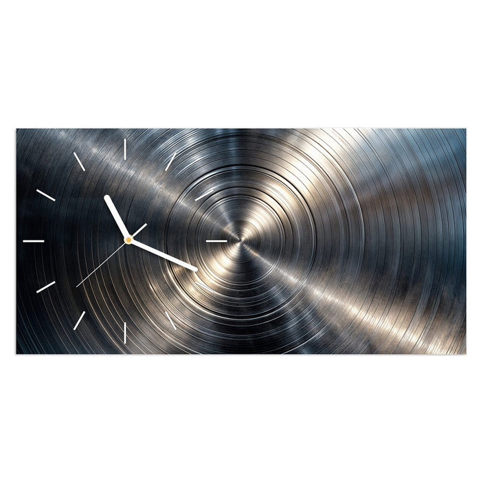 Wanduhr Metallkreise aus Glas – Querformat 60 × 30 cm mit Ziffernblatt Linie