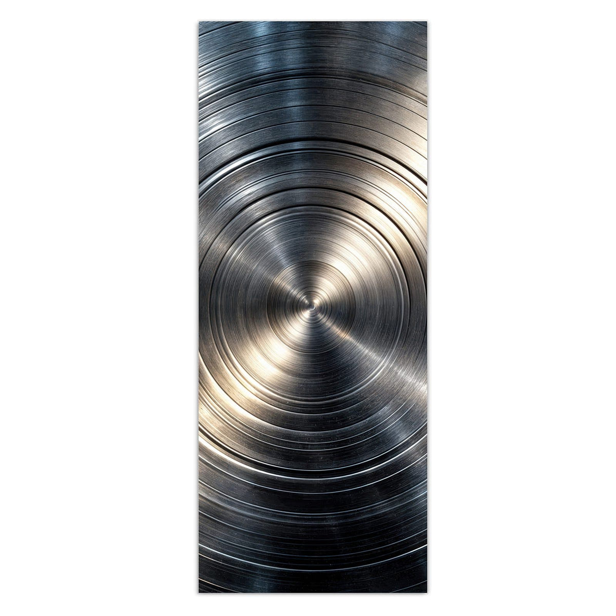 Wandbild - Konzentrische Kreise - Hochformat – Konzentrische Rillen in Silber