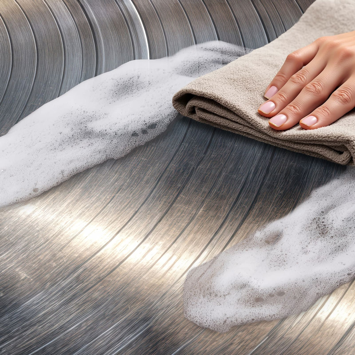 Langlebiger Teppichläufer für die Küche mit Motiv Metallkreise, einfach zu reinigen