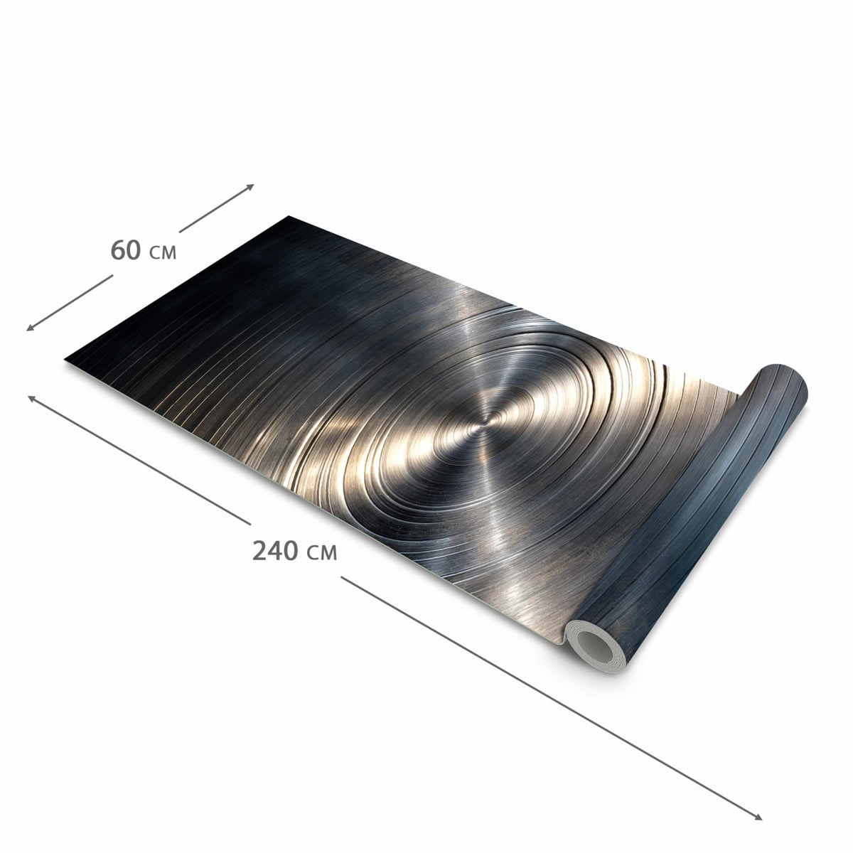 Abriebfester rutschfester Küchenteppich mit Motiv Metallkreise in der Grösse 60x240 cm