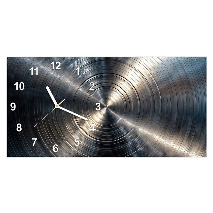 Wanduhr Metallkreise aus Glas – Querformat 60 × 30 cm mit Ziffernblatt Modern