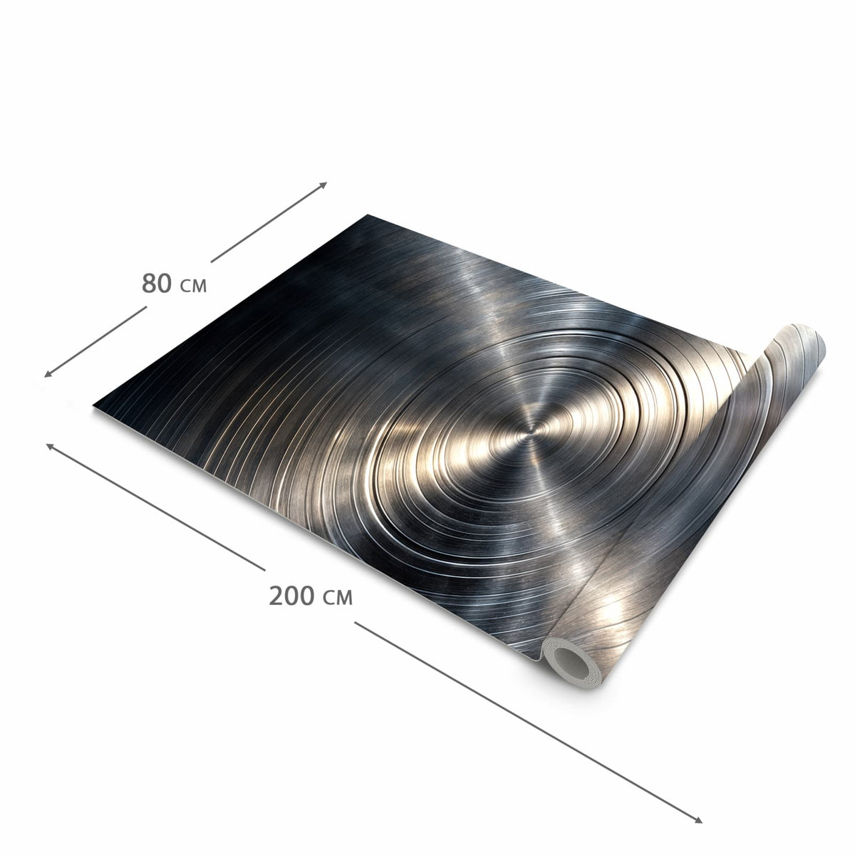 Fleckenresistenter großer Küchenteppich mit Motiv Metallkreise in der Größe 60x240 cm