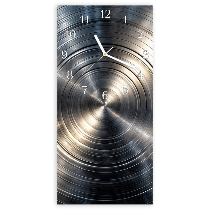 Wanduhr Metallkreise aus Glas – Hochformat 30 × 60 cm mit Ziffernblatt Klassisch