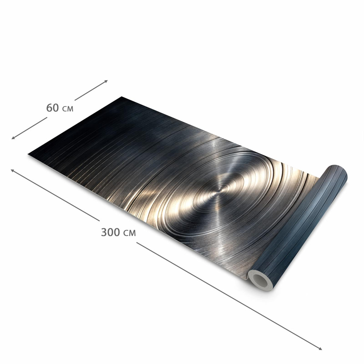 Waschbarer Küchenteppich mit Motiv Metallkreise in der Grösse 60x240 cm für Trittkomfort