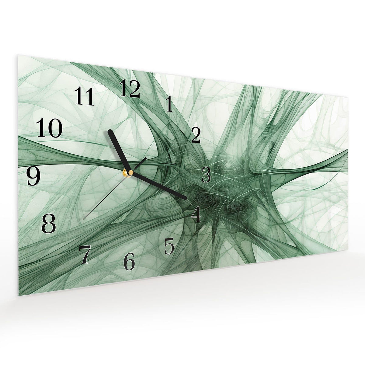 Vormontiert – mit Schwebeeffekt – Wanduhr Abstrakte Strukturen Kunst aus Glas – Querformat 60 × 30 cm
