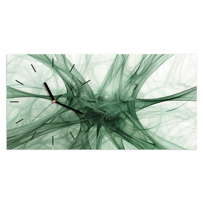 Wanduhr Abstrakte Strukturen Kunst aus Glas – Querformat 60 × 30 cm mit Ziffernblatt Linie