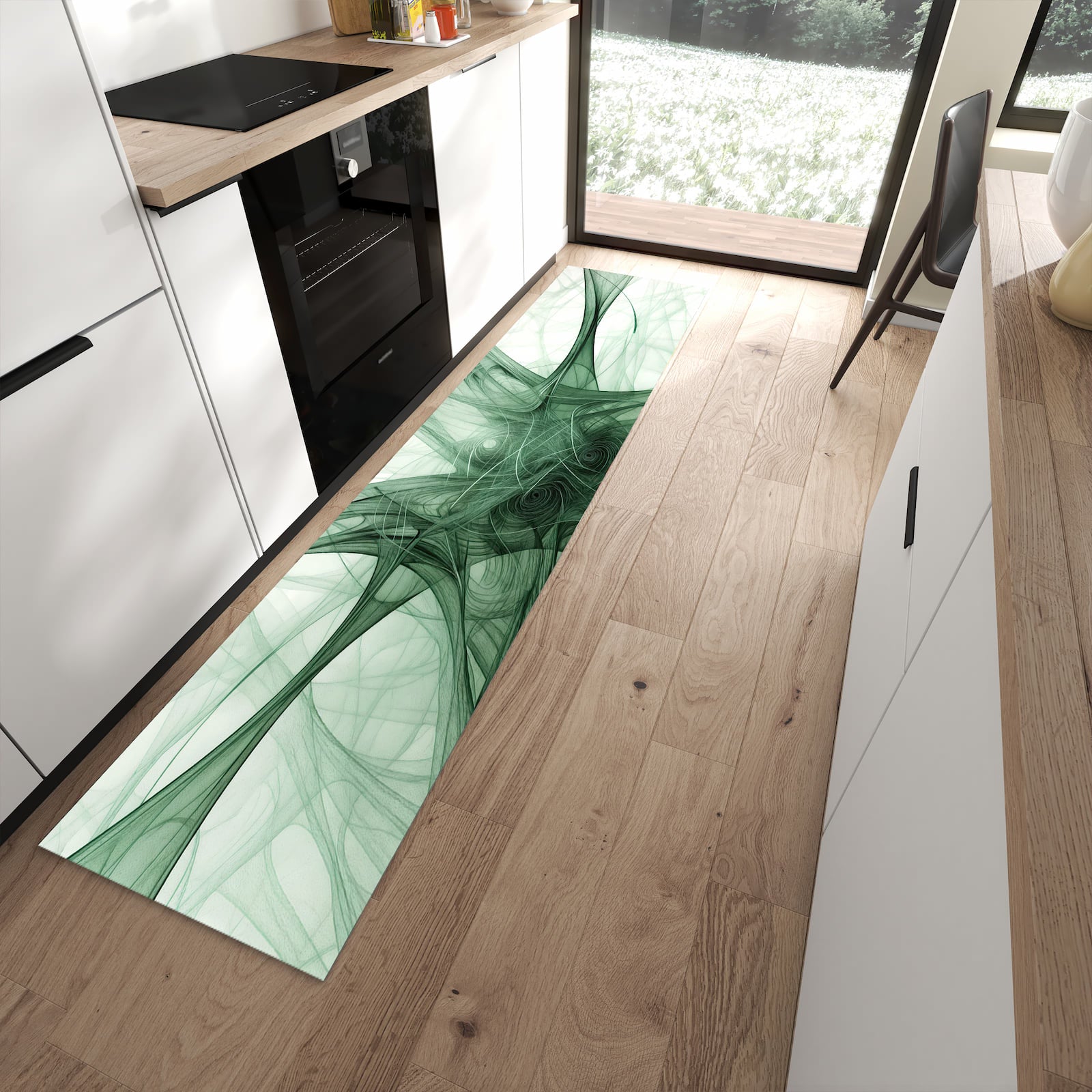 Küchenteppich mit Motiv Strukturen von Abstrakte für angenehme Haptik in moderner Küche