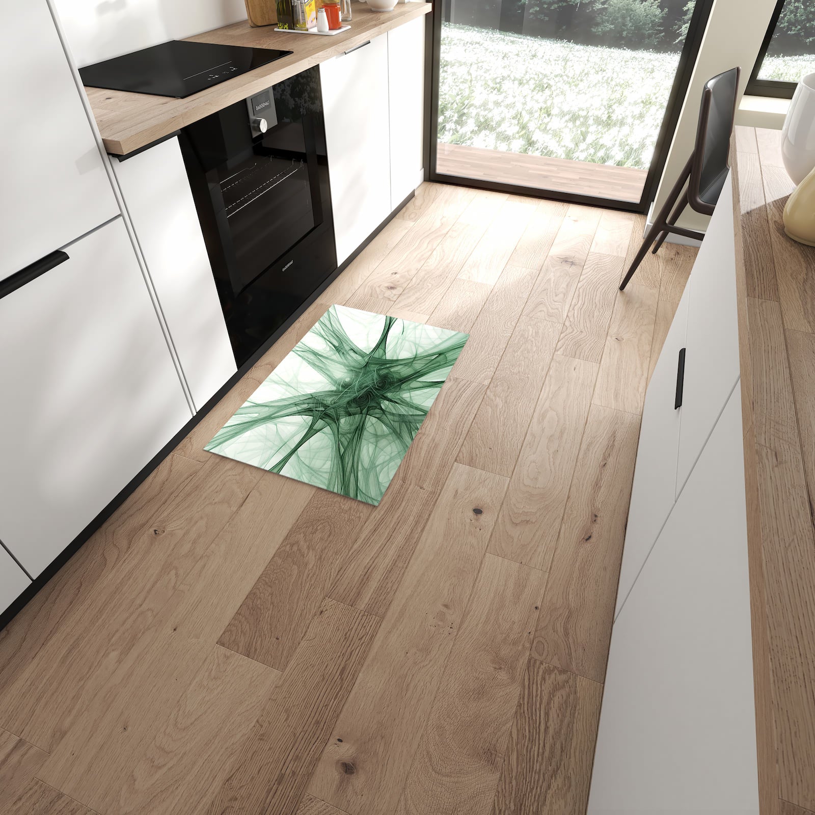 Strapazierfähiger Küchenvorleger mit Motiv Strukturen von Abstrakte in moderner Küche