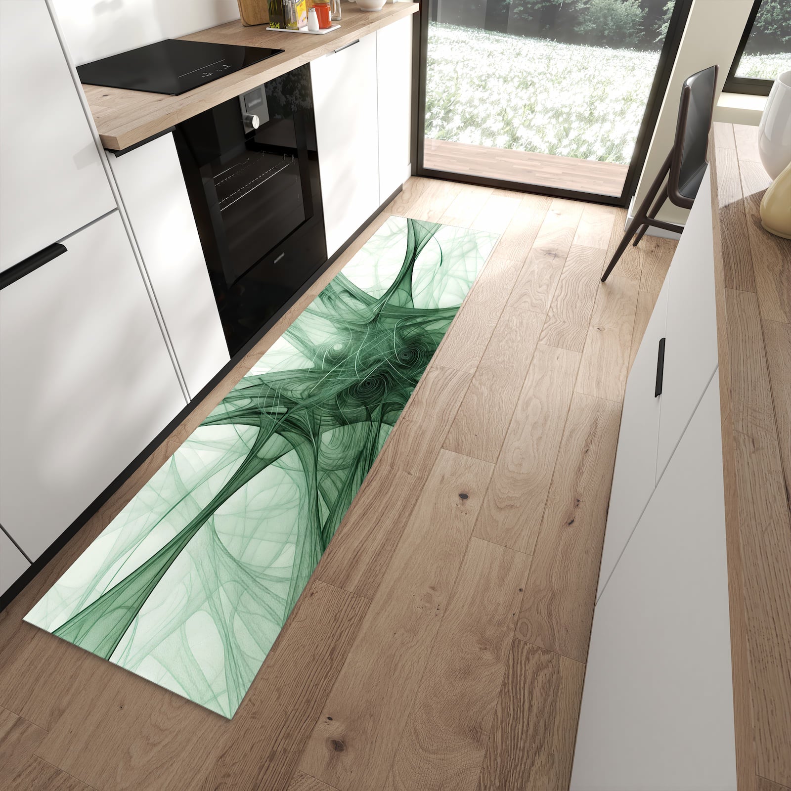 Pflegeleichter Küchenläufer mit Motiv Strukturen von Abstrakte in moderner Küche