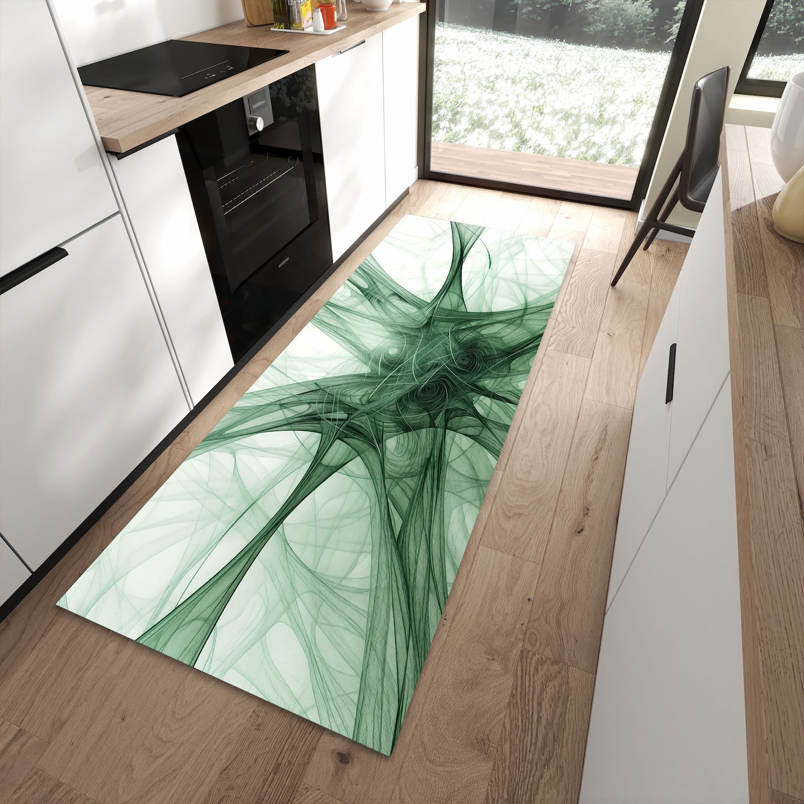 Waschbarer Küchenläufer mit Motiv Strukturen von Abstrakte für Ordnung in moderner Küche