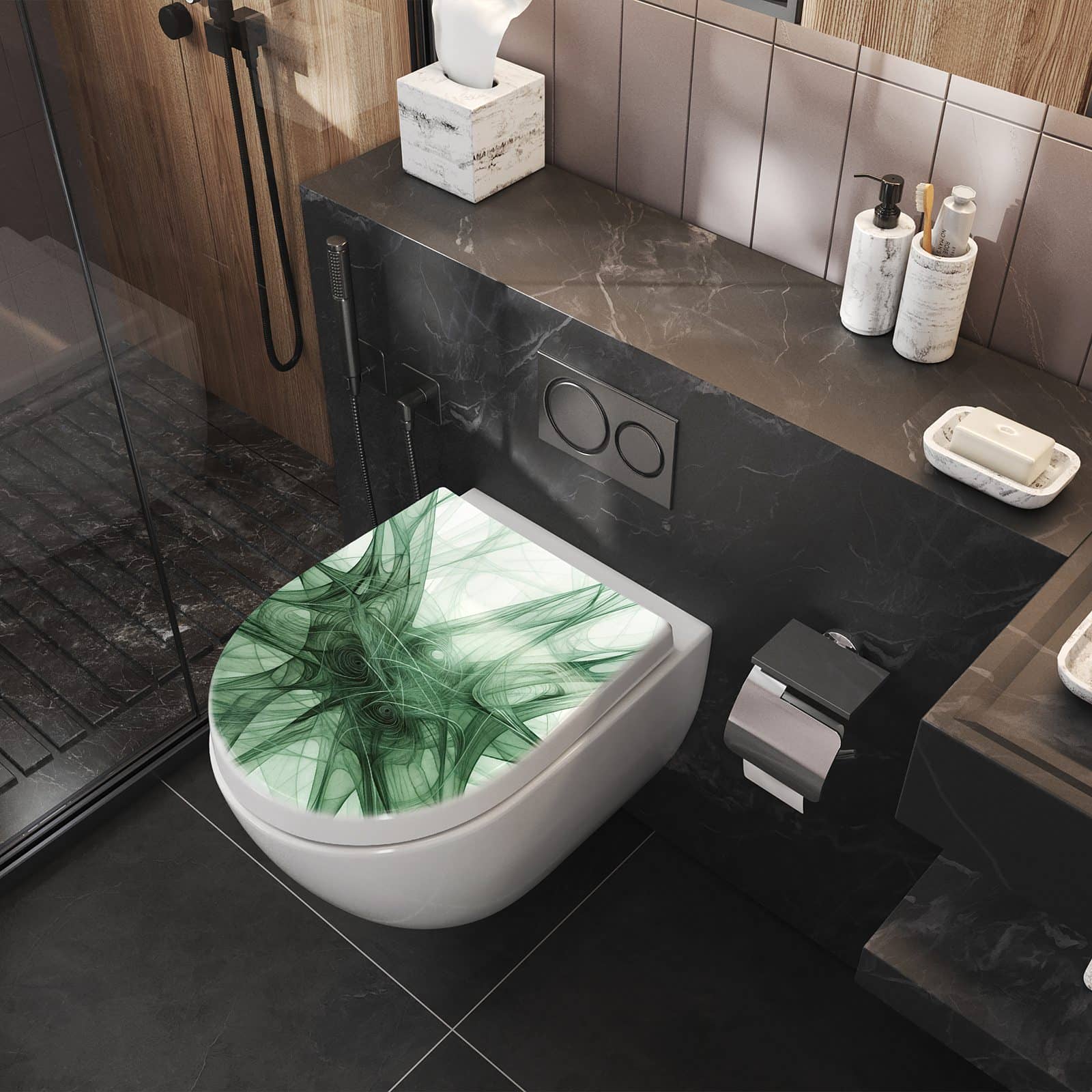 WC-Sitz mit Absenkautomatik Strukturen von Abstrakte