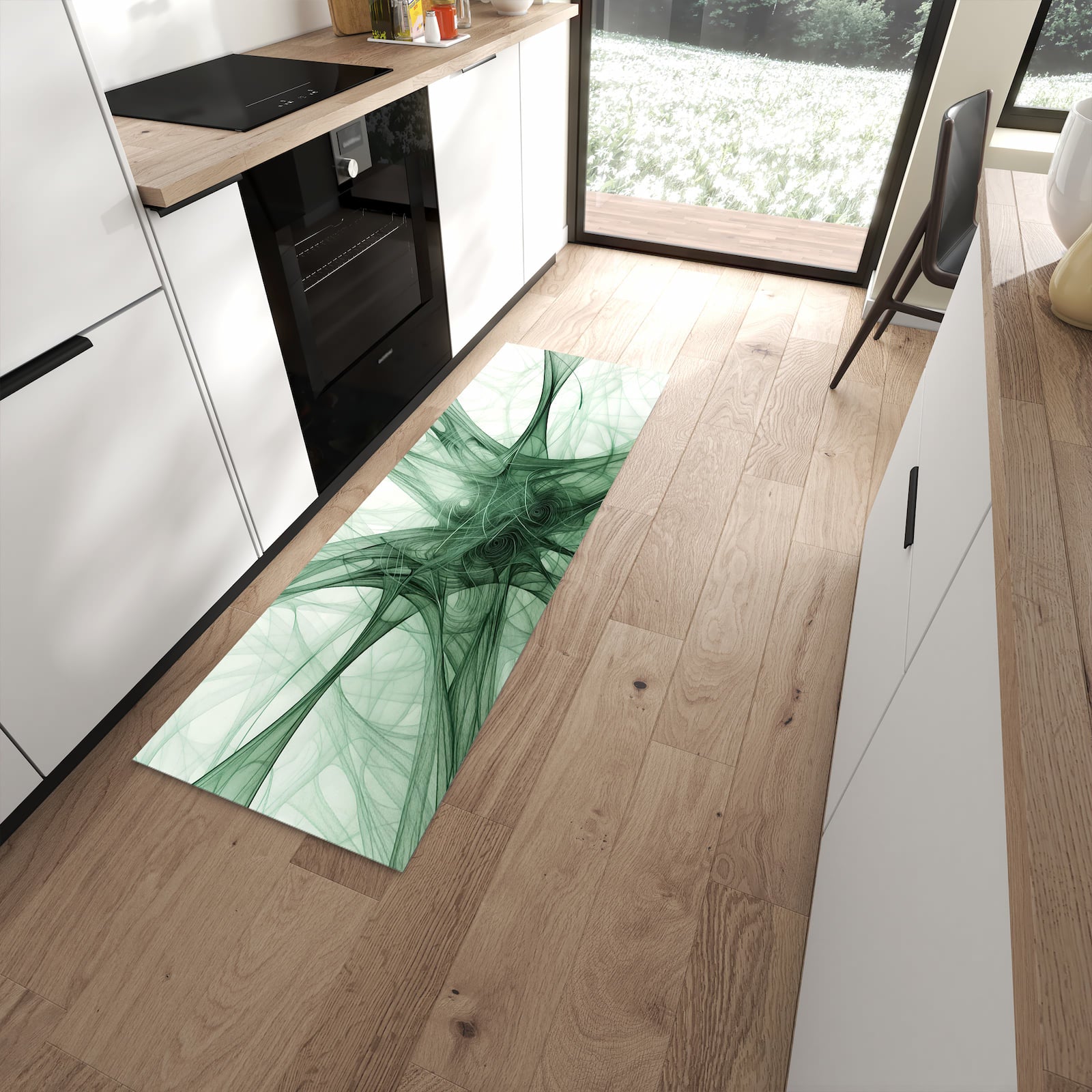 Rutschfester Küchenläufer mit Motiv Strukturen von Abstrakte in moderner Küche