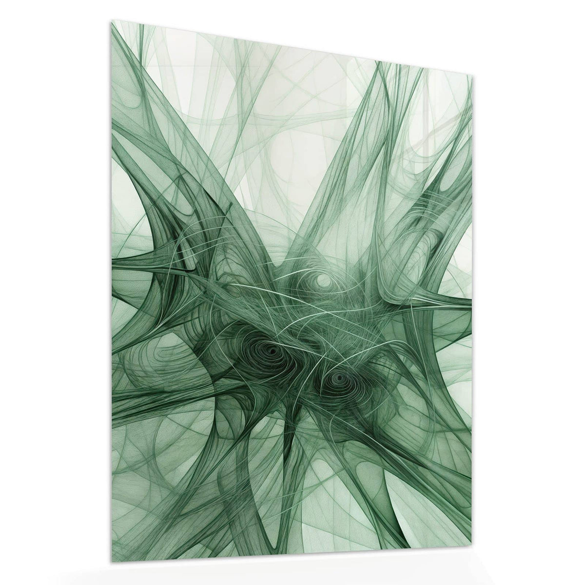 Echtglas, 4 mm – kein Acryl, keine Folie – Wandbild - Grünes Netzmuster - Hochformat