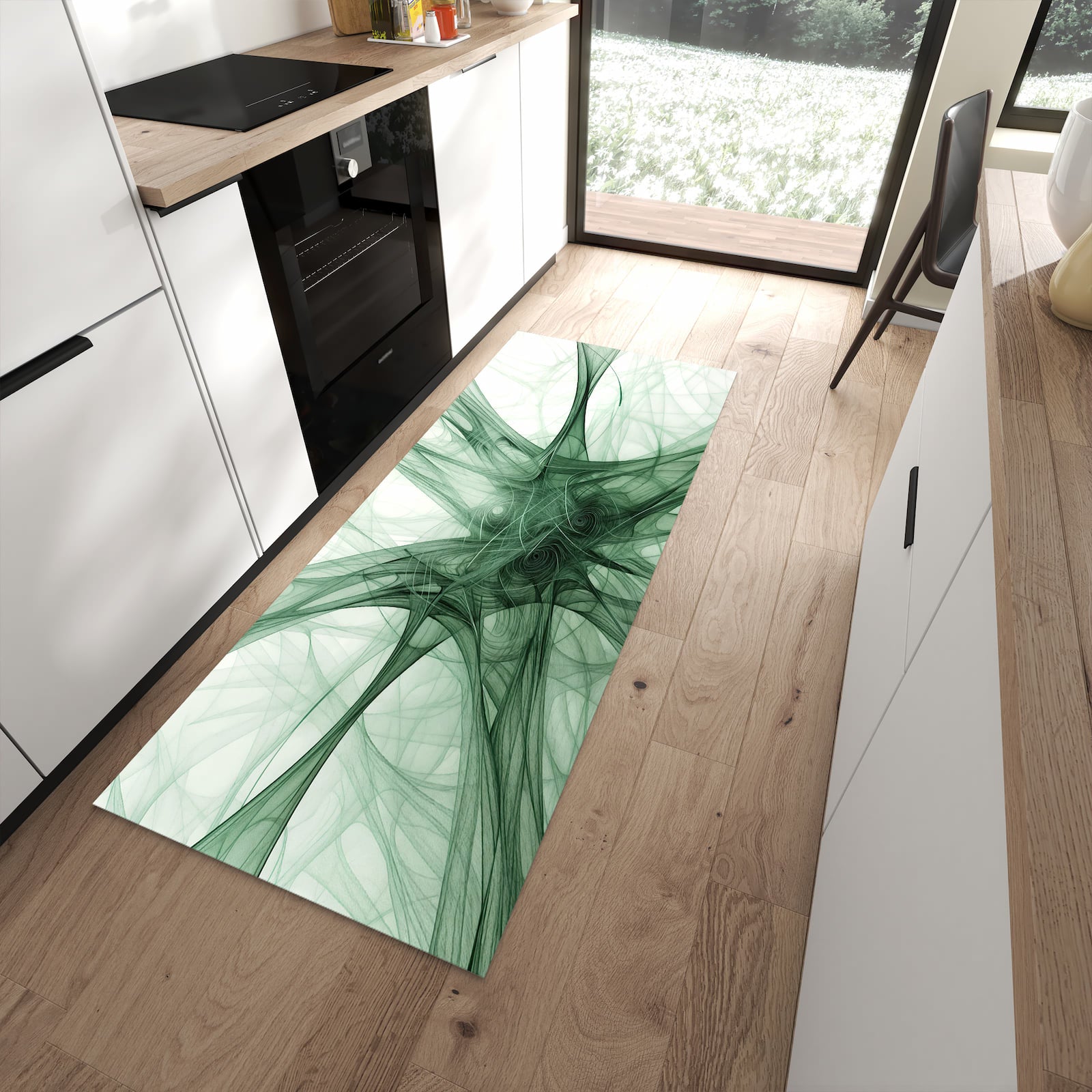 Waschbarer Küchenteppich mit Motiv Strukturen von Abstrakte in moderner Küche