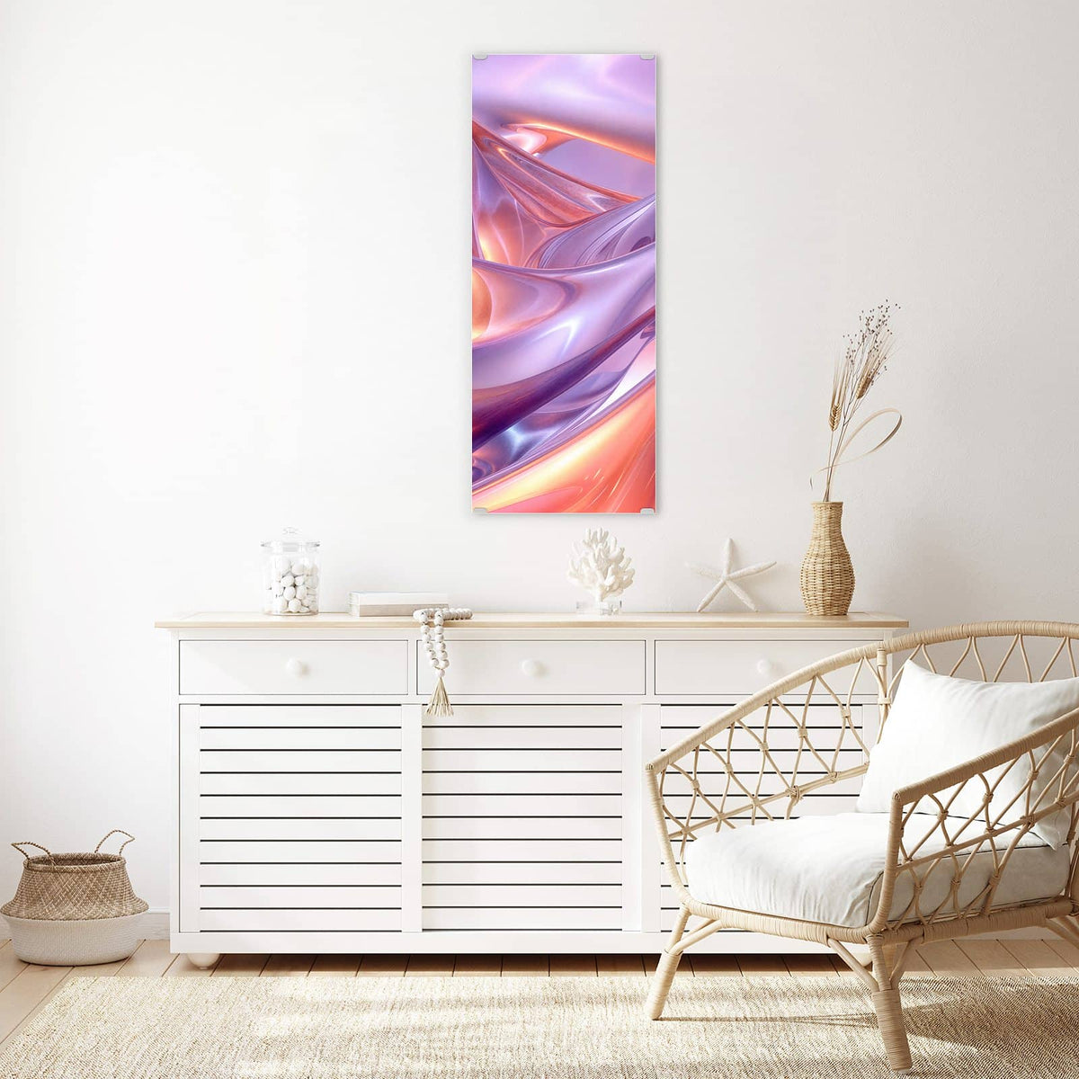 Glänzende 3D-Bänder in Flieder, Rosa und Apricot
