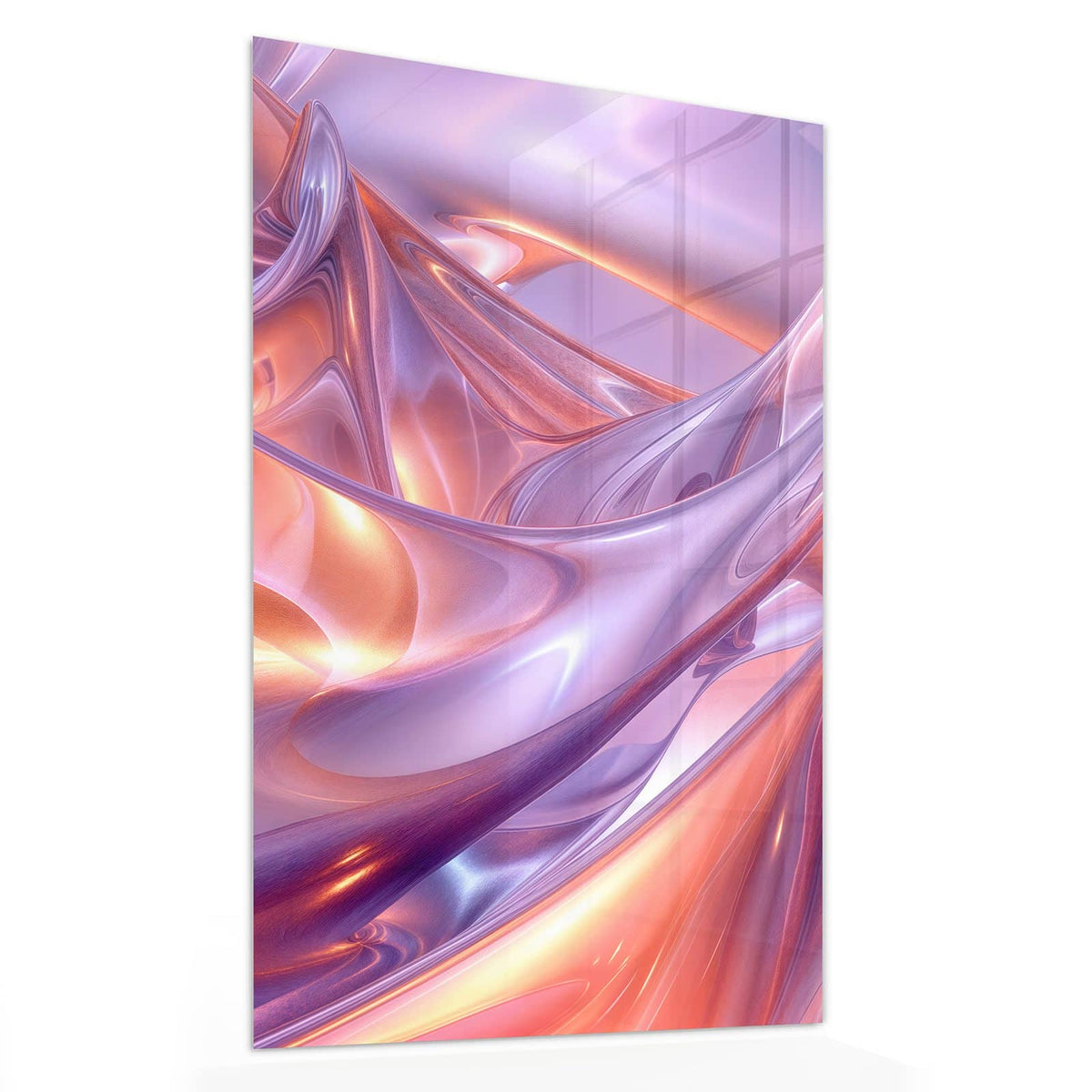 Glasbild Glänzende Lilawellen von der Seite, 4 mm Echtglas