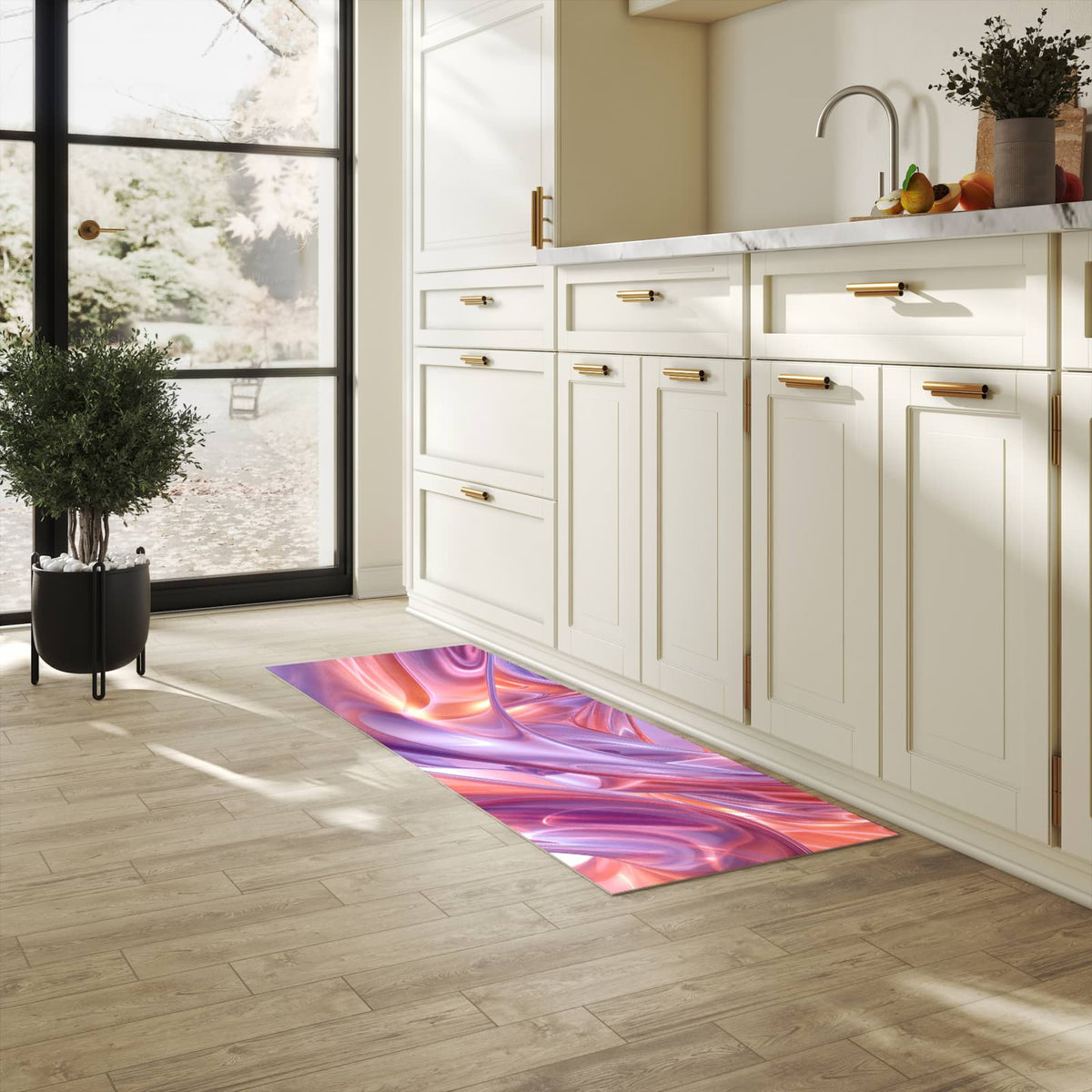 Glänzende 3D-Bänder in Flieder, Rosa und Apricot