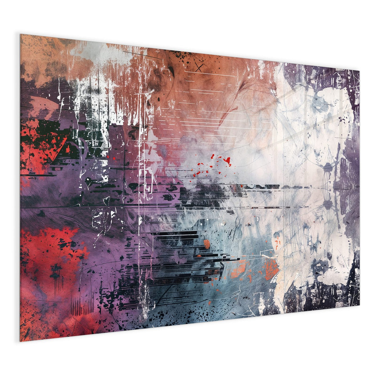 4 mm Glas statt lackiertem Blech – Glas Magnettafel - Farbschlieren in Lila