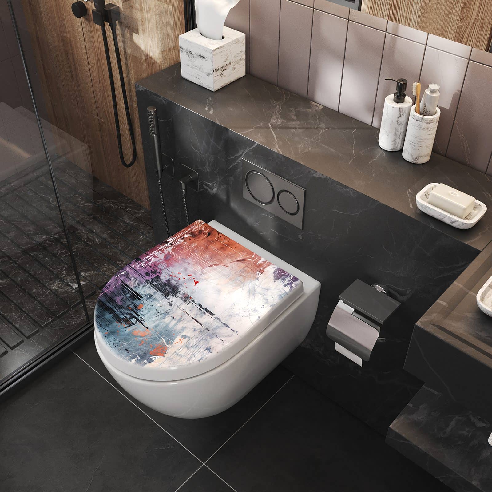 WC-Sitz mit Absenkautomatik Kunst von Abstrakte