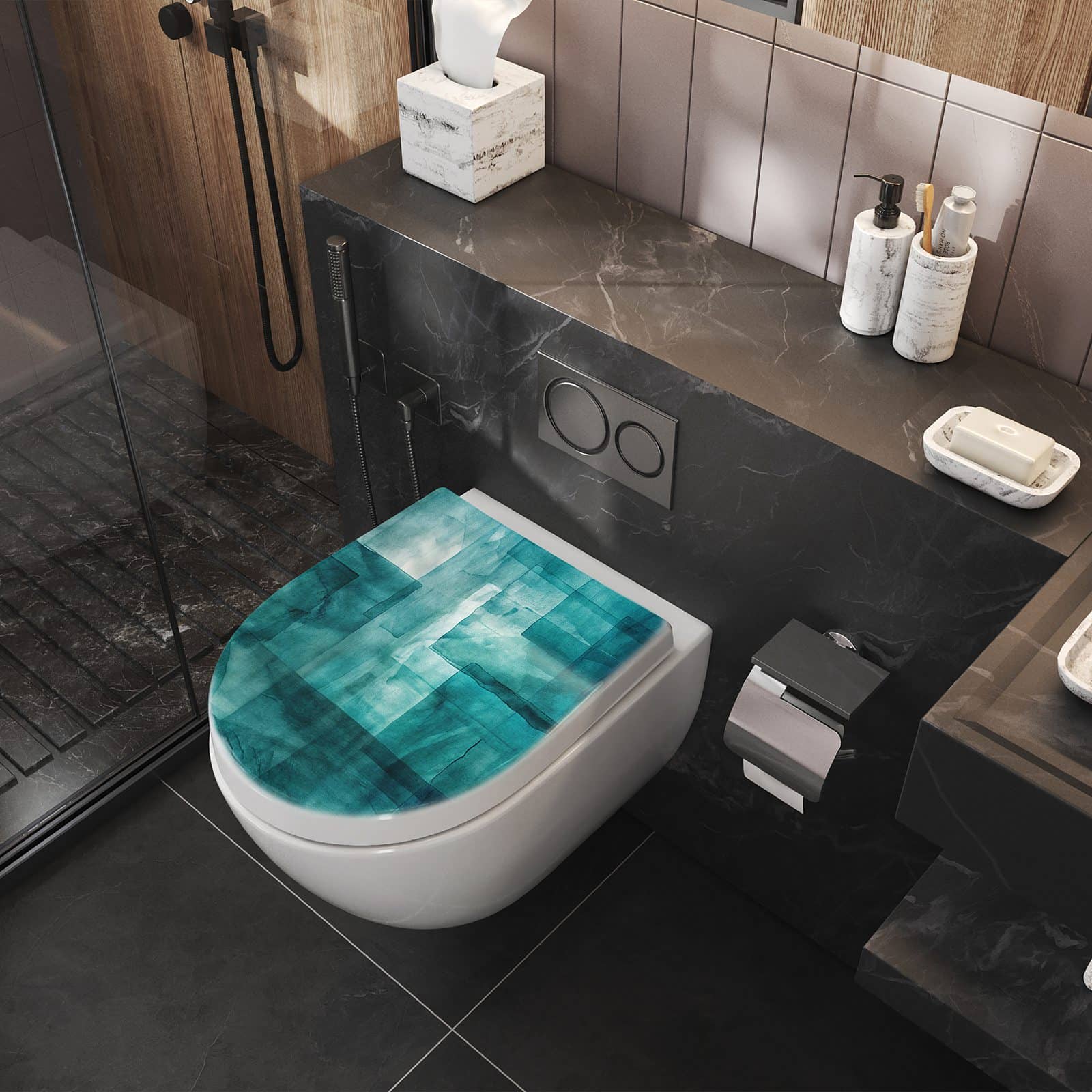 WC-Sitz mit Absenkautomatik Abstrakte Formen