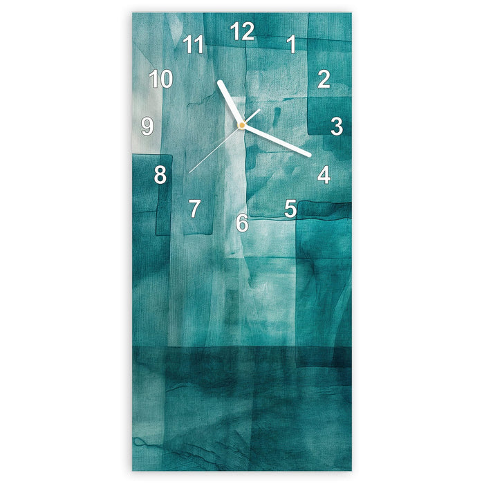 Wanduhr Abstrakte Formen aus Glas – Hochformat 30 × 60 cm mit Ziffernblatt Modern