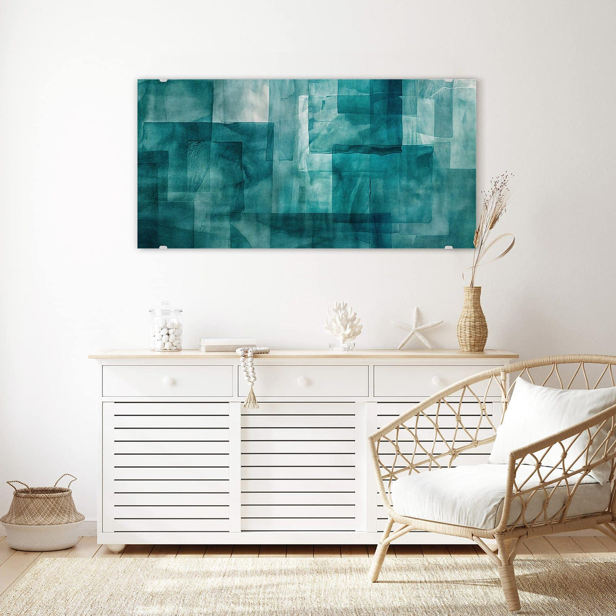 Echtglas, 4 mm – kein Acryl, keine Folie – Wandbild - Transparente Rechtecke - Querformat