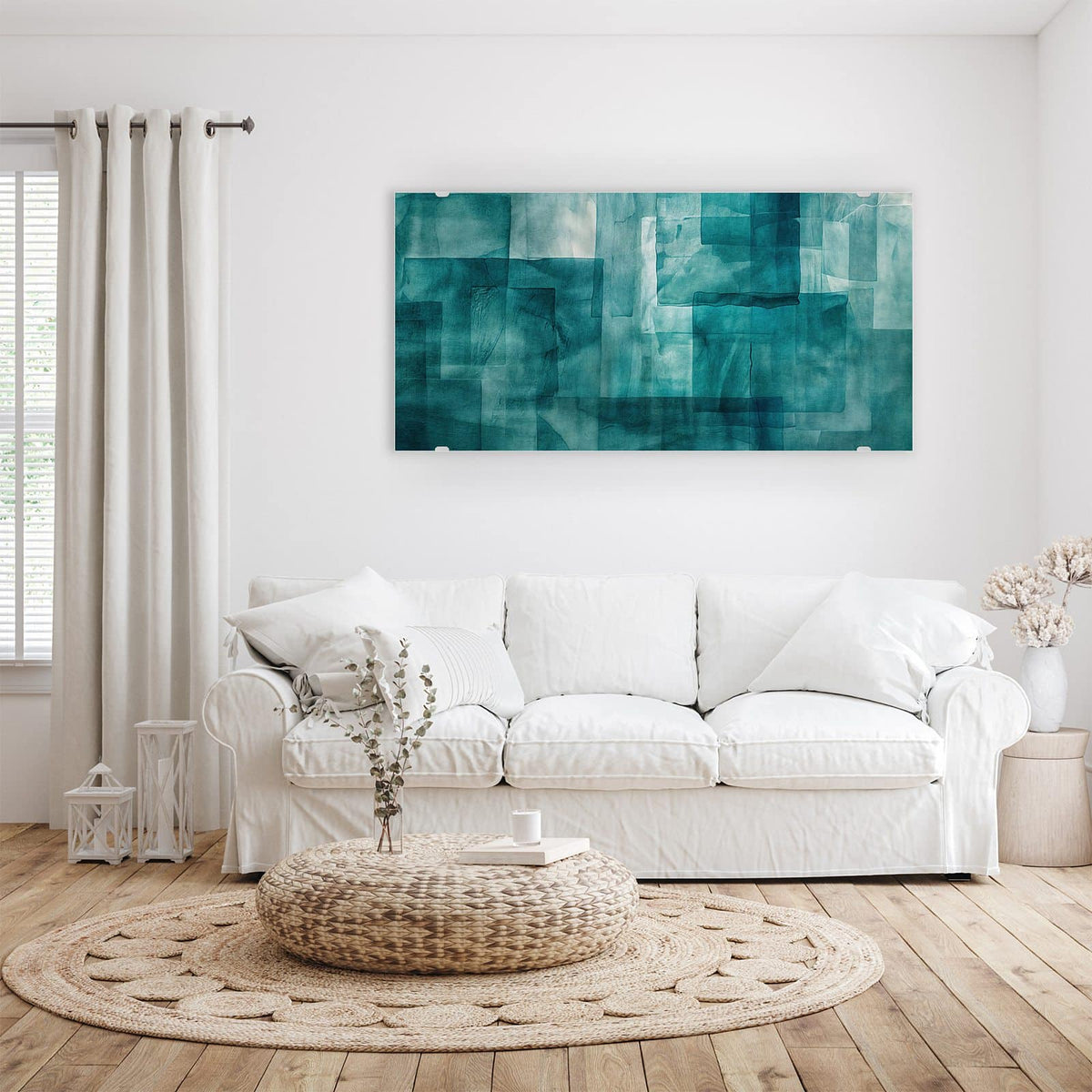 Wandbild - Transparente Rechtecke - Querformat – Transparente Rechtecke in Türkis