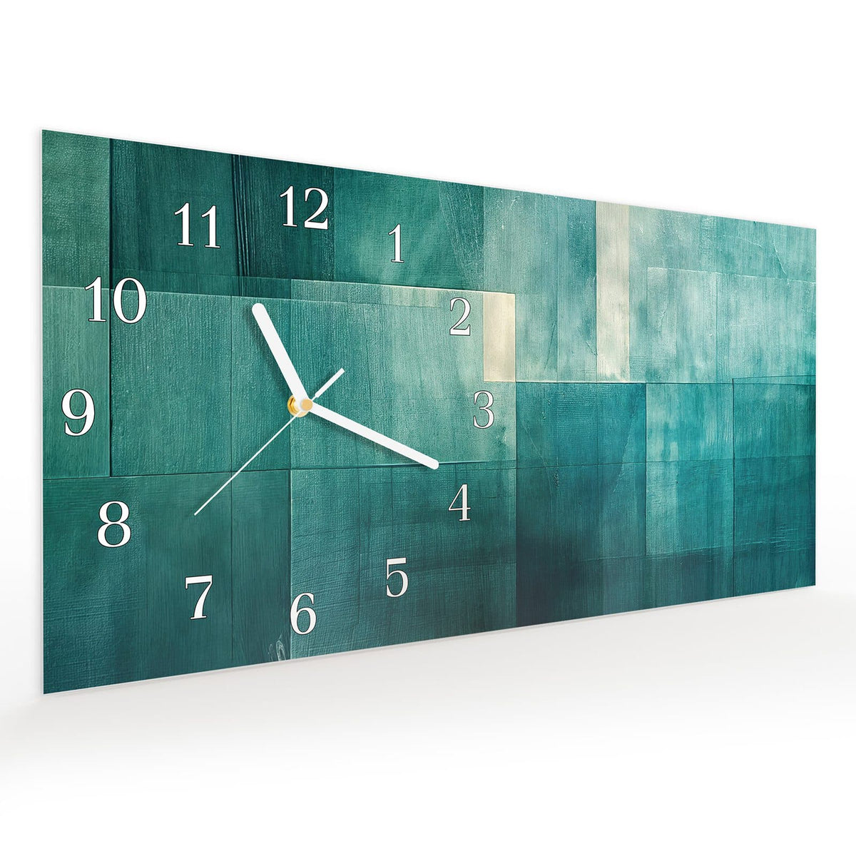 Vormontiert – mit Schwebeeffekt – Wanduhr Abstrakter Hintergrund aus Glas – Querformat 60 × 30 cm
