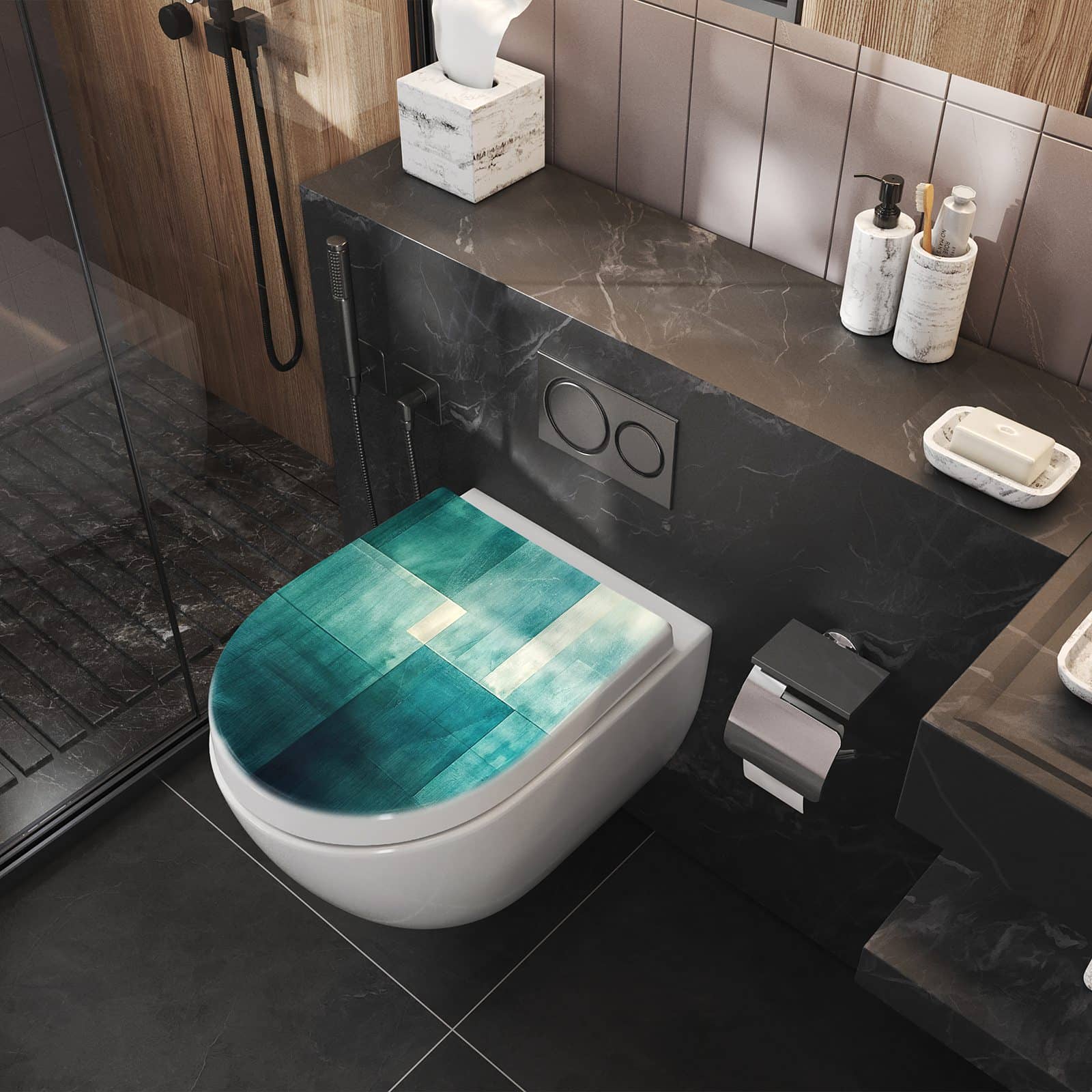 WC-Sitz mit Absenkautomatik Abstrakter Hintergrund