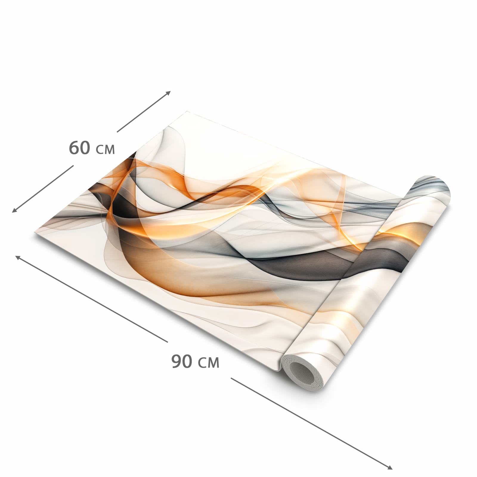Bodenschonender waschbarer Teppich fürs Esszimmer mit Motiv Schwebende Wellen in der Grösse 60x150 cm