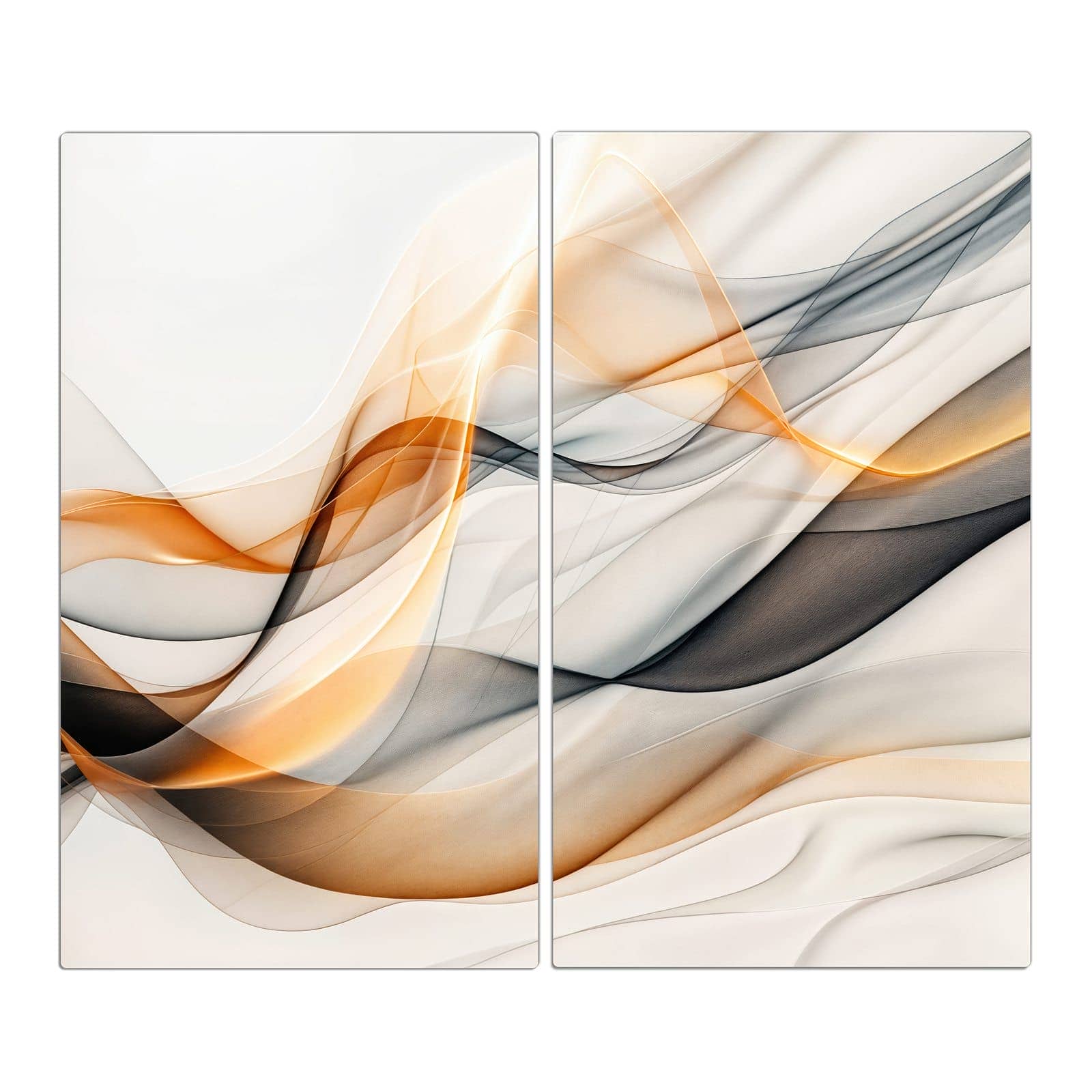 2-teilige Ceranfeldabdeckungen mit Schwebende Wellen-Motiv in der Frontansicht #grösse_2-Teilig (60x52cm)