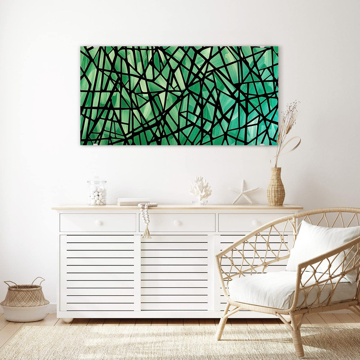 Echtglas, 4 mm – kein Acryl, keine Folie – Wandbild - Glasmosaik in Grün - Querformat