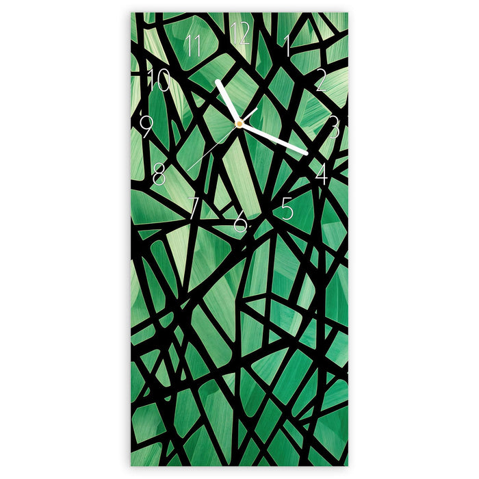 Wanduhr Geometrisches Glasmuster aus Glas – Hochformat 30 × 60 cm mit Ziffernblatt Elegant