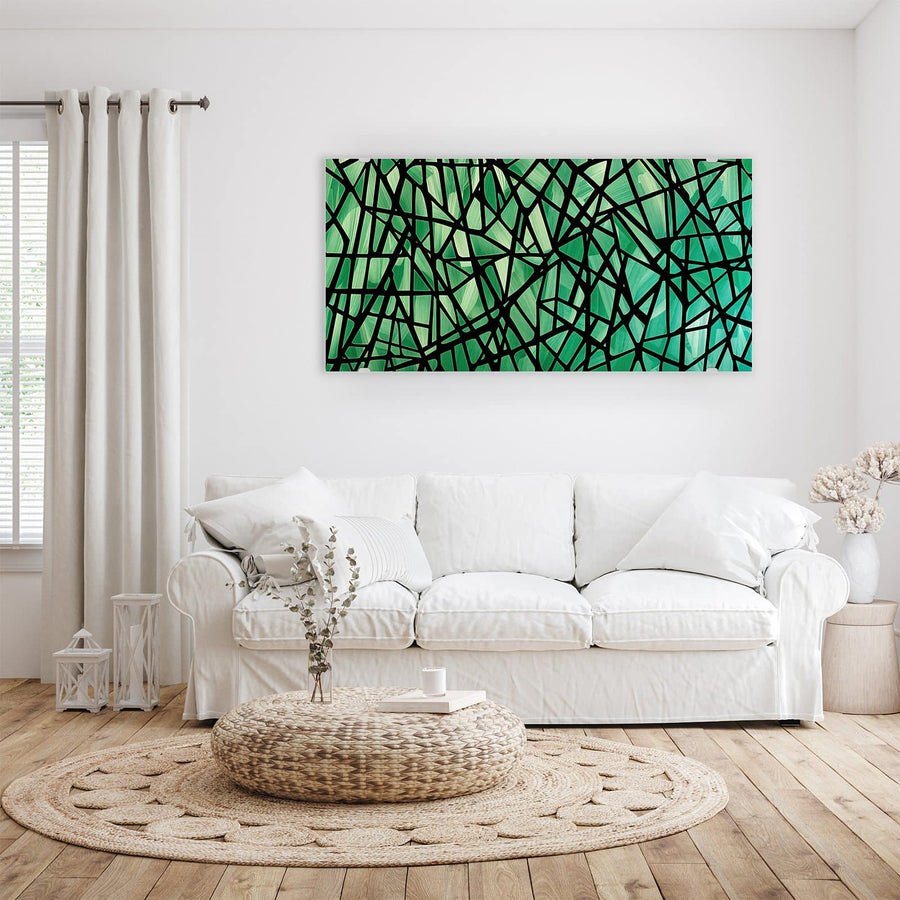 Maße Wandbild - Glasmosaik in Grün - Querformat
