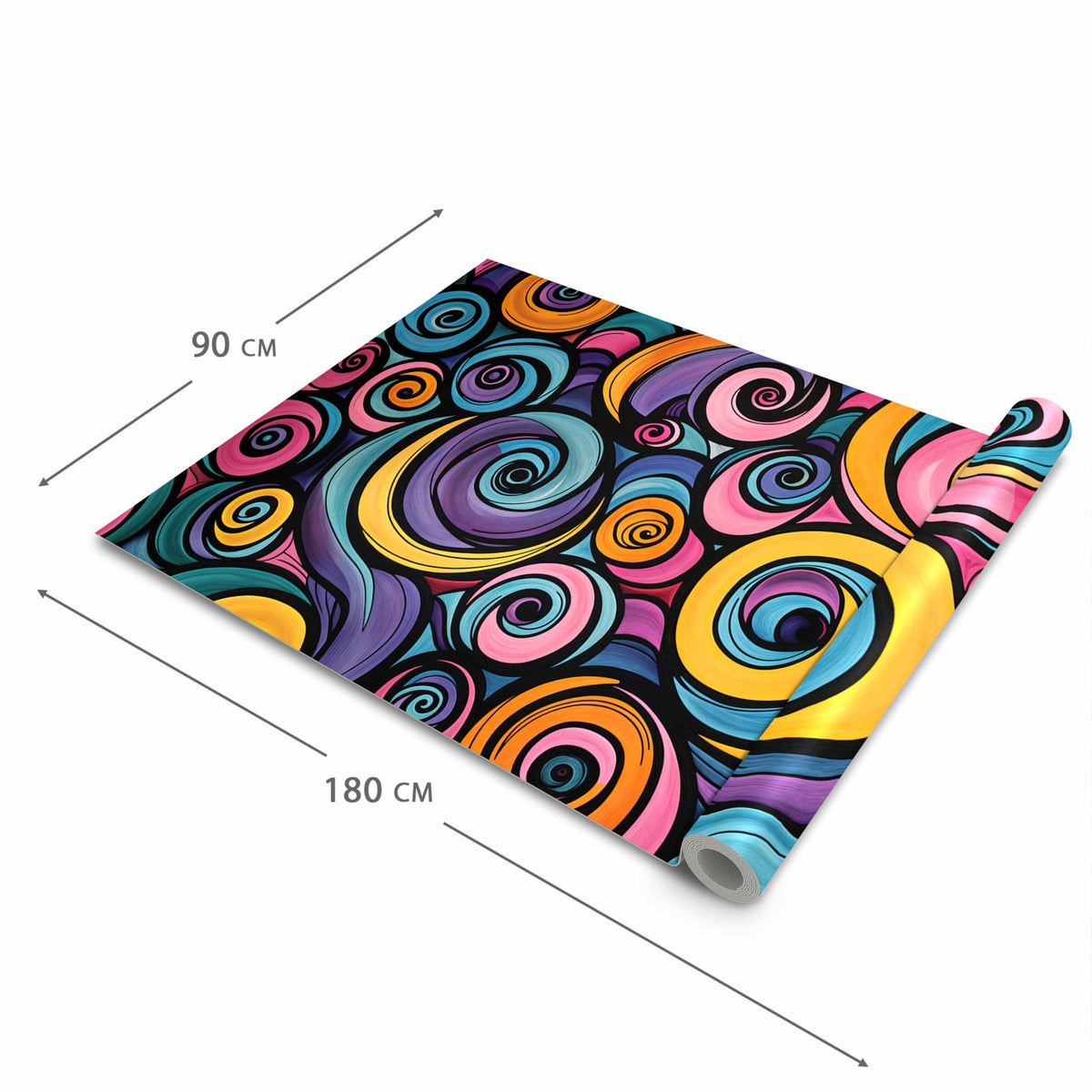 UV-beständiger Küchenteppich mit Motiv Farbige Spiralen in der Grösse 60x120 cm